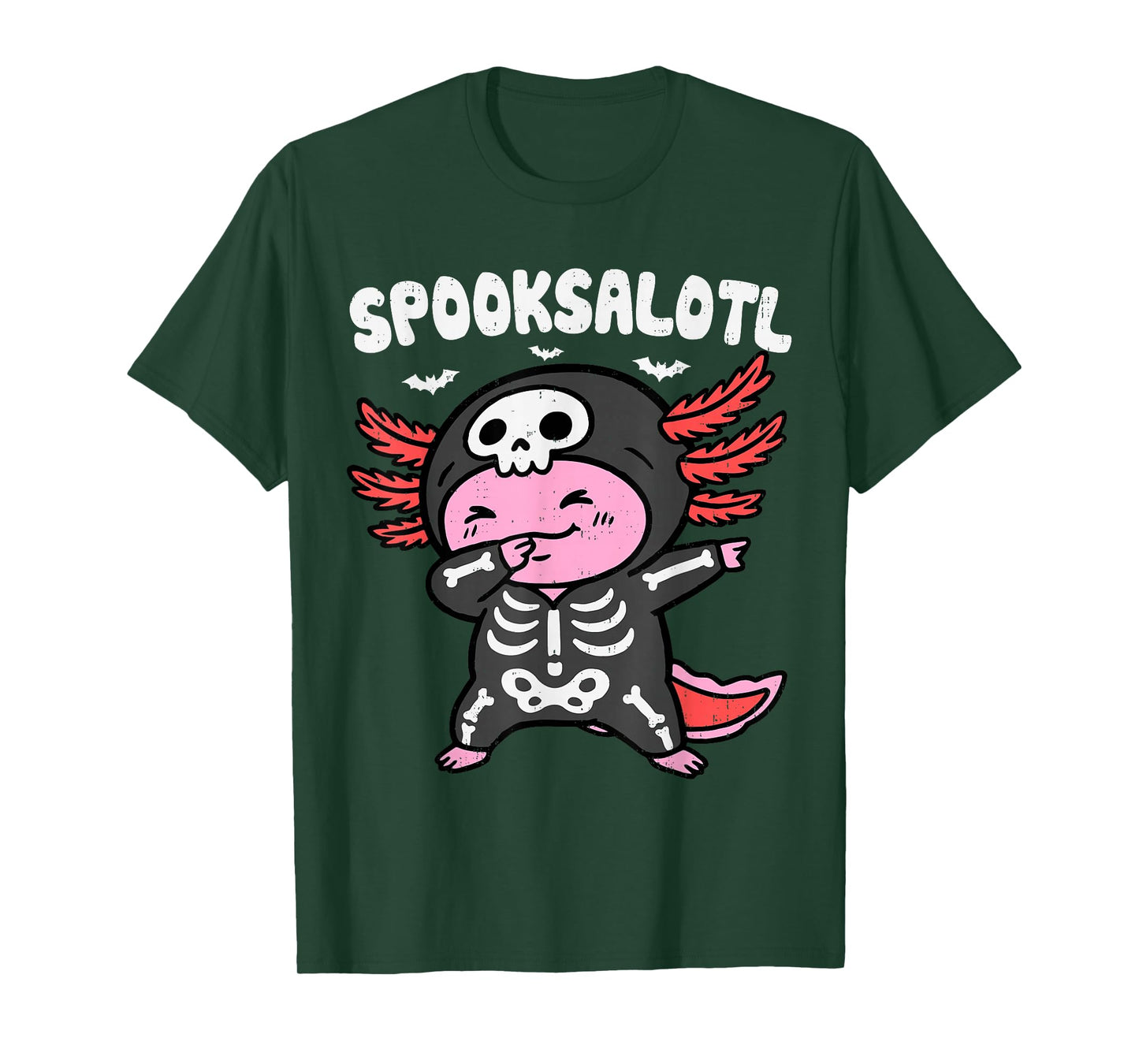Skeleton Dabbing Axolotl Halloween Costume Boys Girls Kids T-Shirt