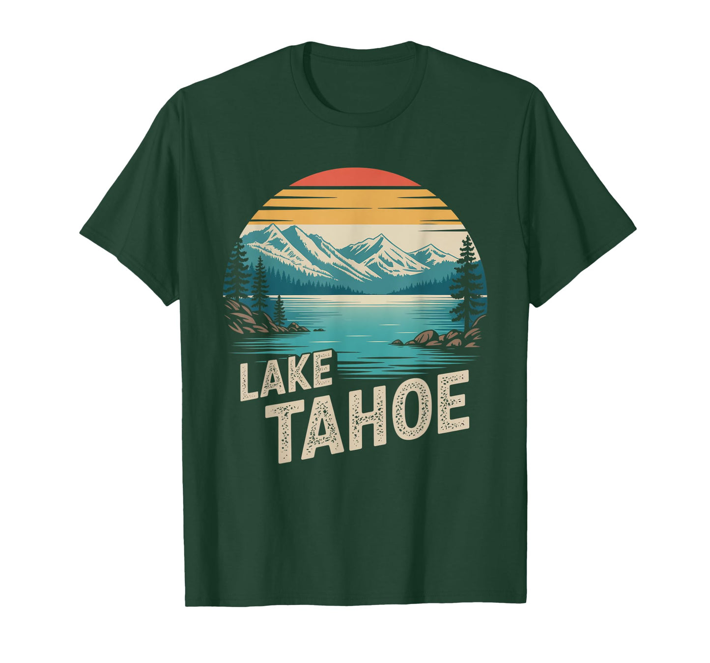 Lake Tahoe Sunset Retro Mountains Retro Vintage T-Shirt