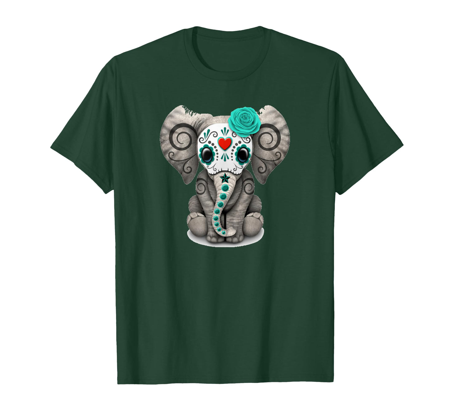 Sugar Skull Elephant Halloween Graphic T-Shirt