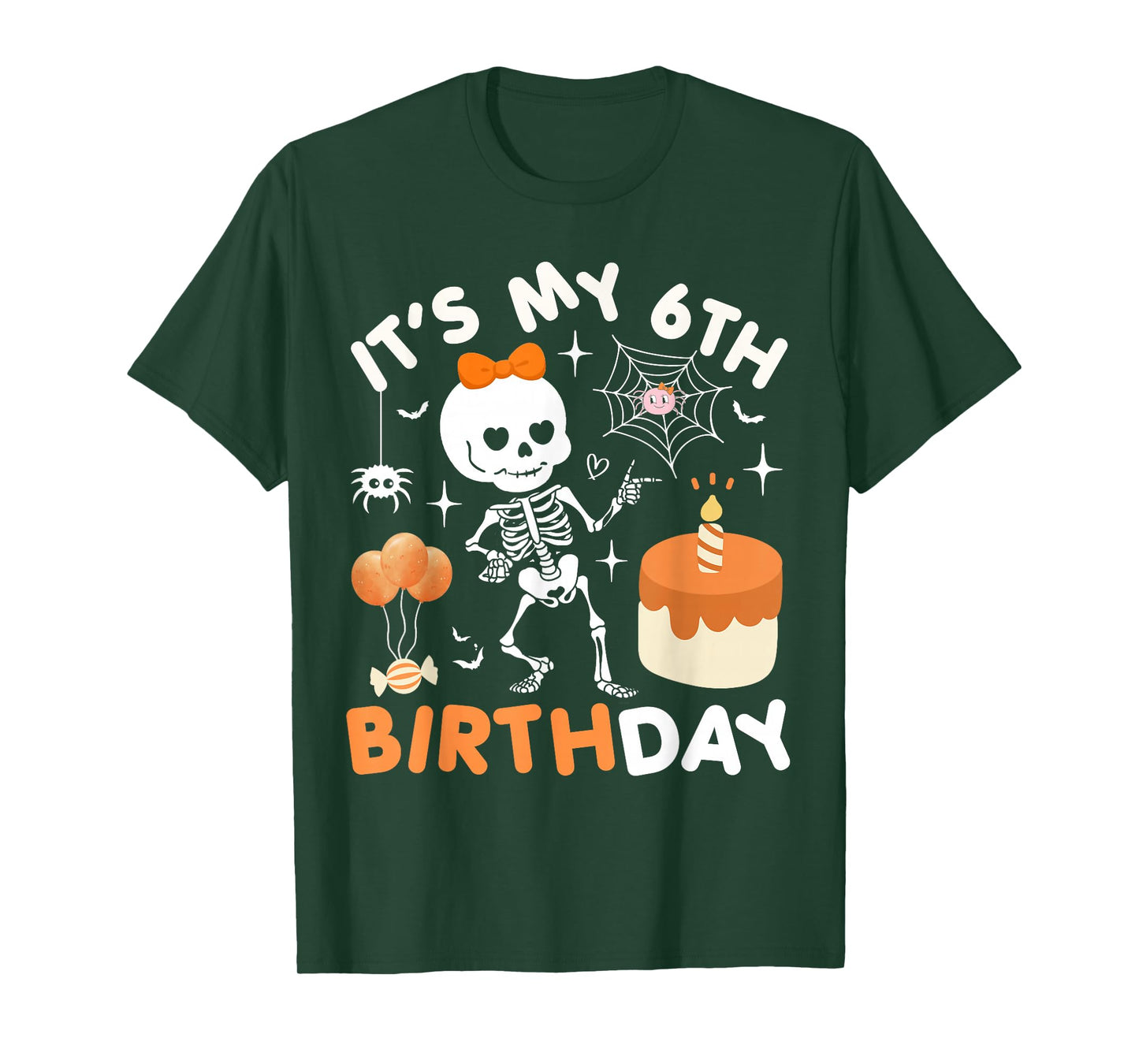 Its My 6th Birthday Funny Halloween Skeleton Birthday 6 Girl T-Shirt