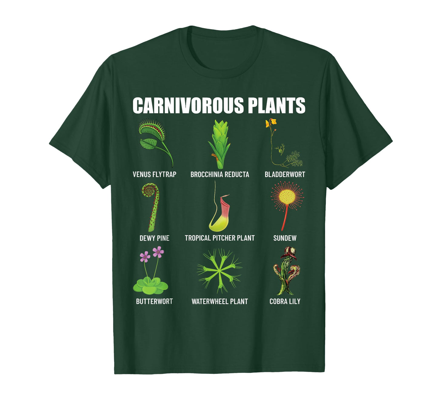 Carnivorous Plants Chart Venus Flytrap, Pitcher Plant T-Shirt