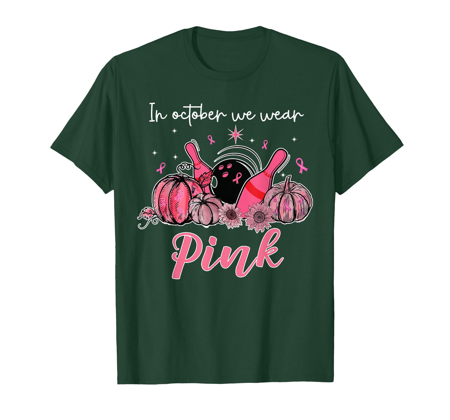 In October We Wear Pink Bowling Breast Cancer Awareness T-Shirt