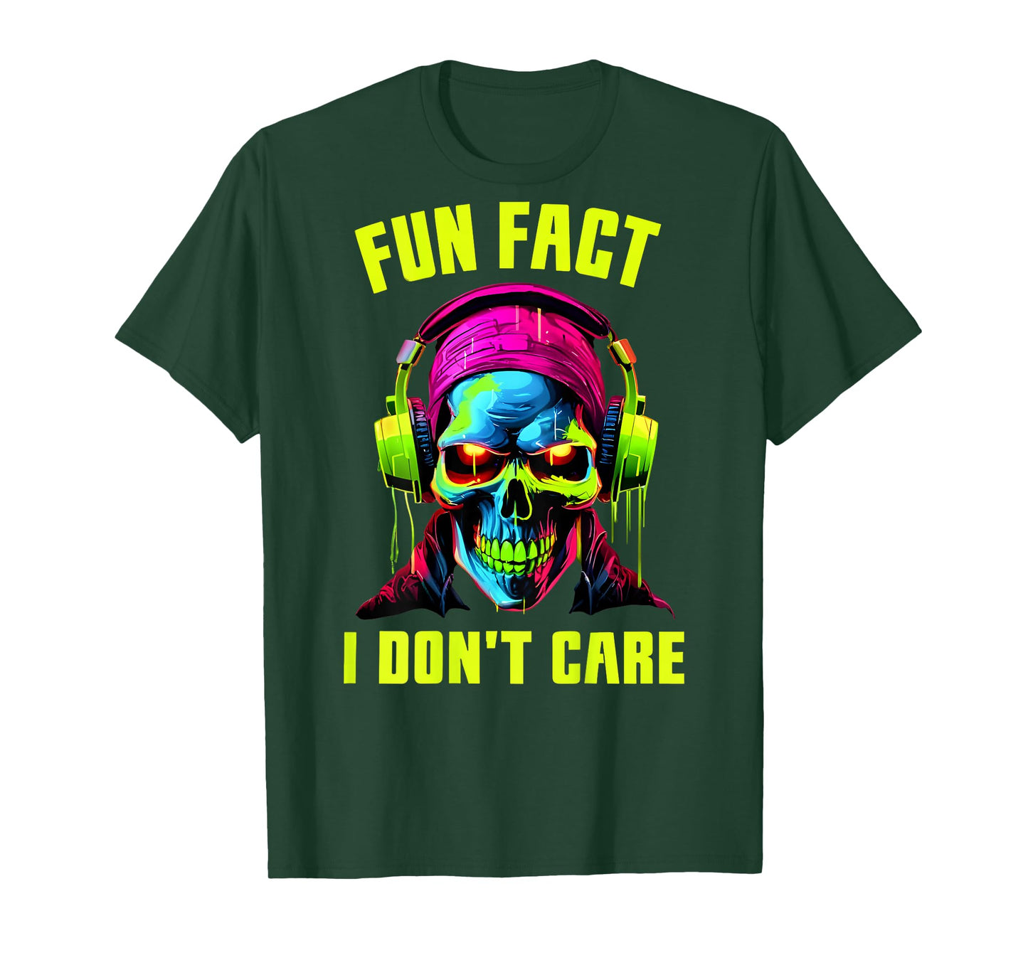 Fun Fact I Don't Care Funny Skeleton Sarcastic (ON Back) T-Shirt