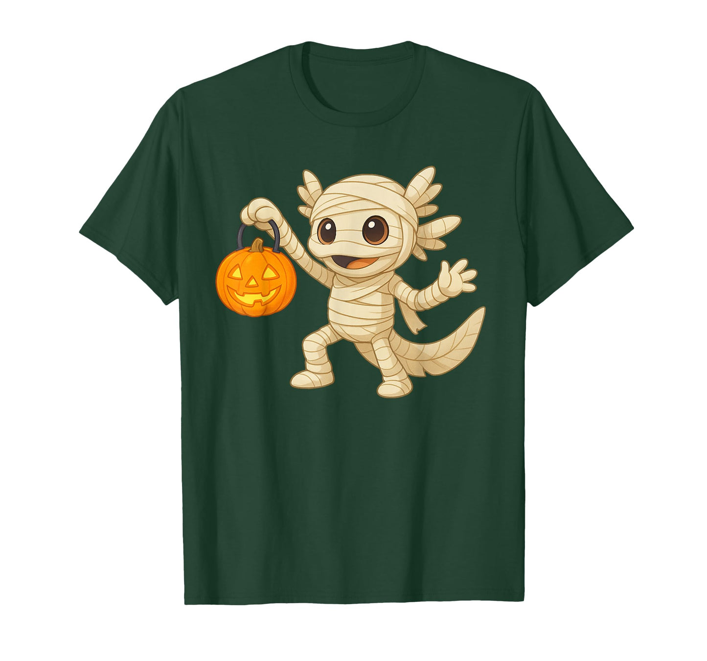 Cute Axolotl Mummy Jack O Lantern Axolotl Halloween Kids T-Shirt