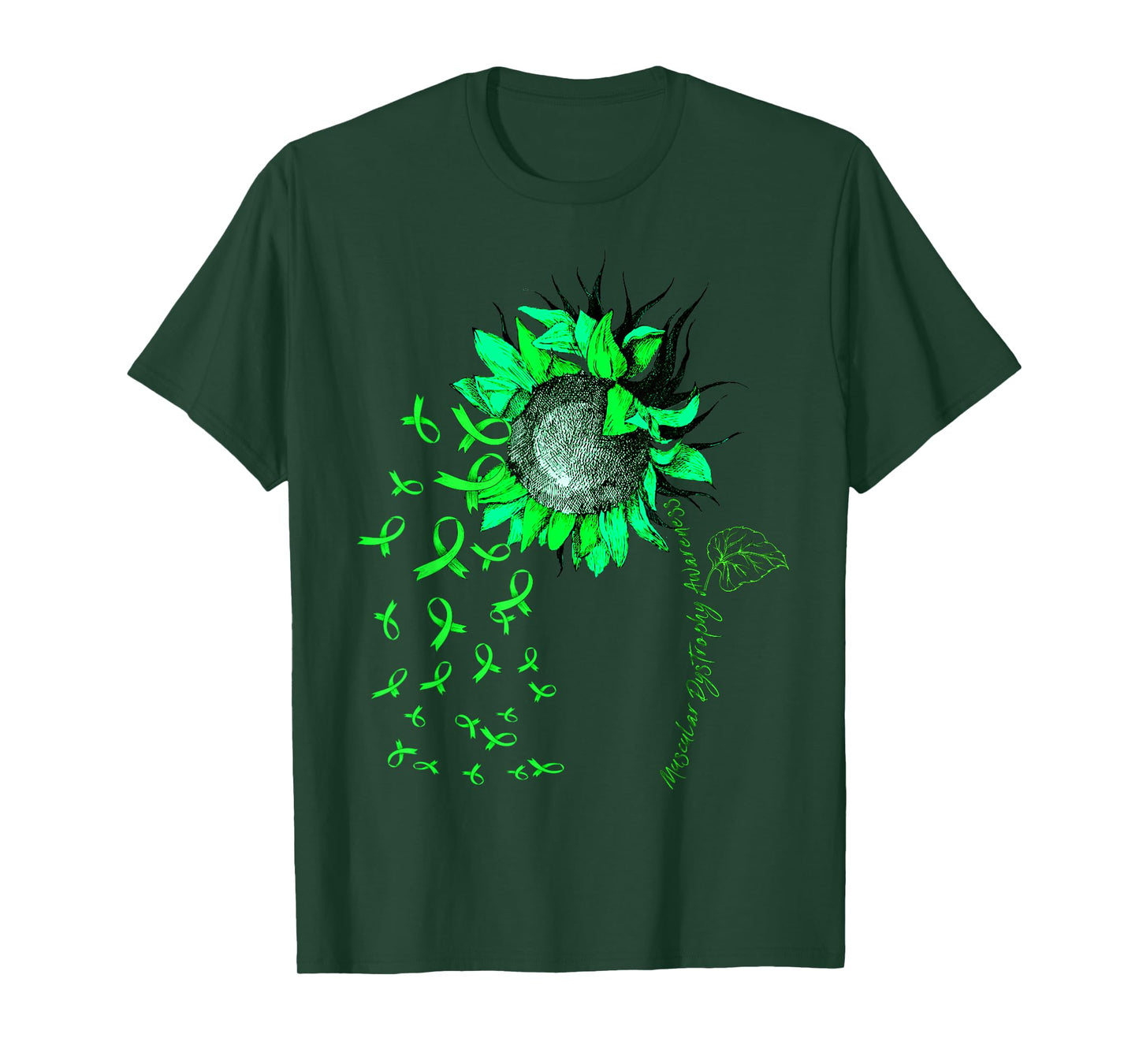 MUSCULAR DYSTROPHY AWARENESS Sunflower Green Ribbon T-Shirt