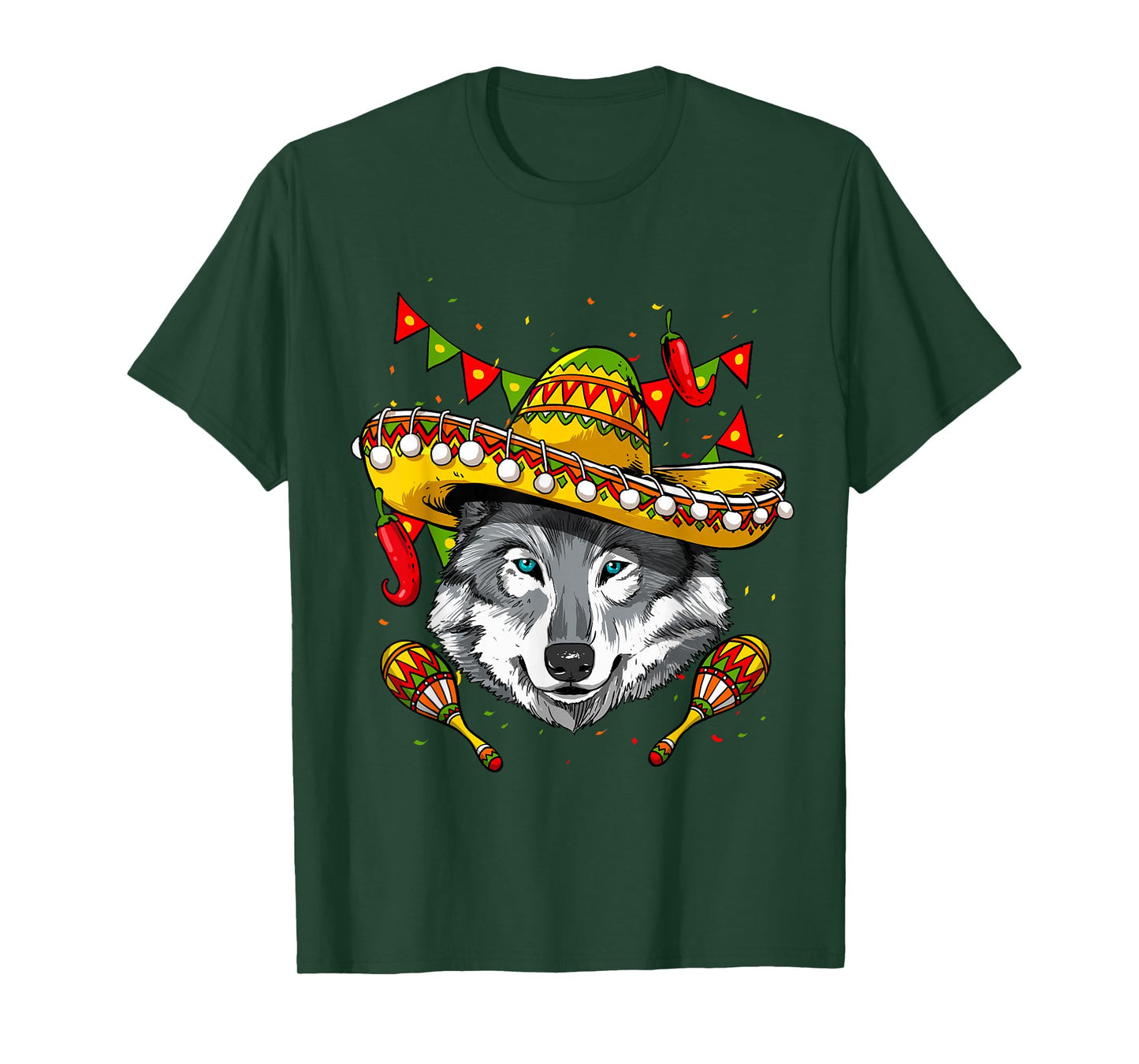 Cinco de Mayo Wolf Mexican Lover Sombrero Wolf T-Shirt