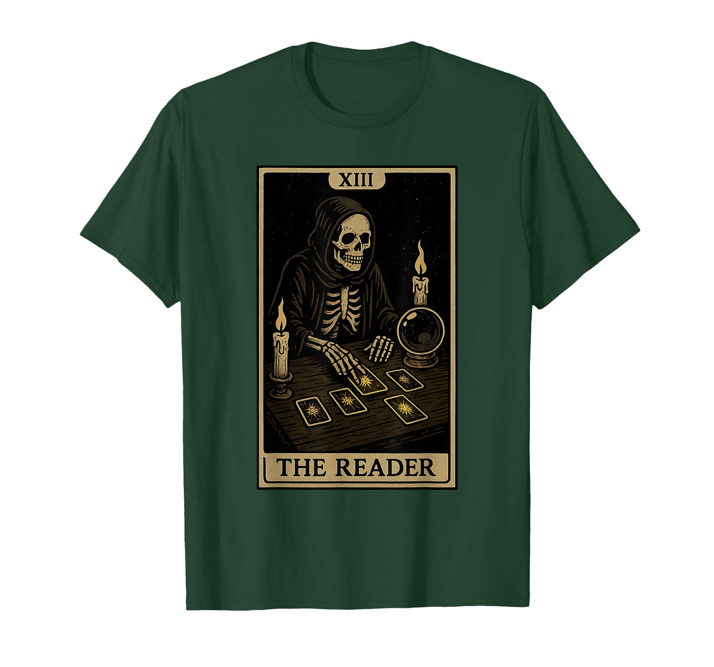 Grim Reaper The Reader Tarot Card Witchy Occult Halloween T-Shirt