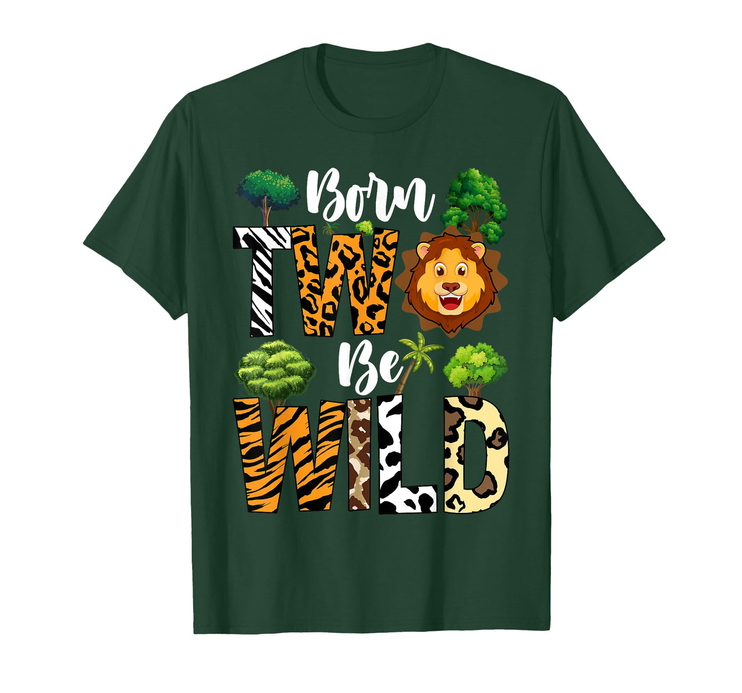 Kids Born 2 Wild Birthday Decorations Girl Boy Baby Lion T-Shirt