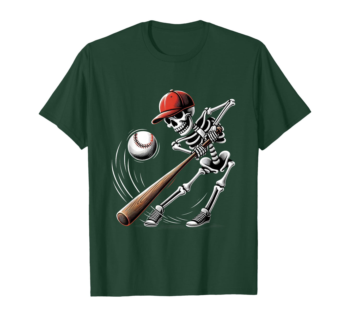 Cool Sports Fan Skeleton Baseball Batter Halloween Men Boy T-Shirt