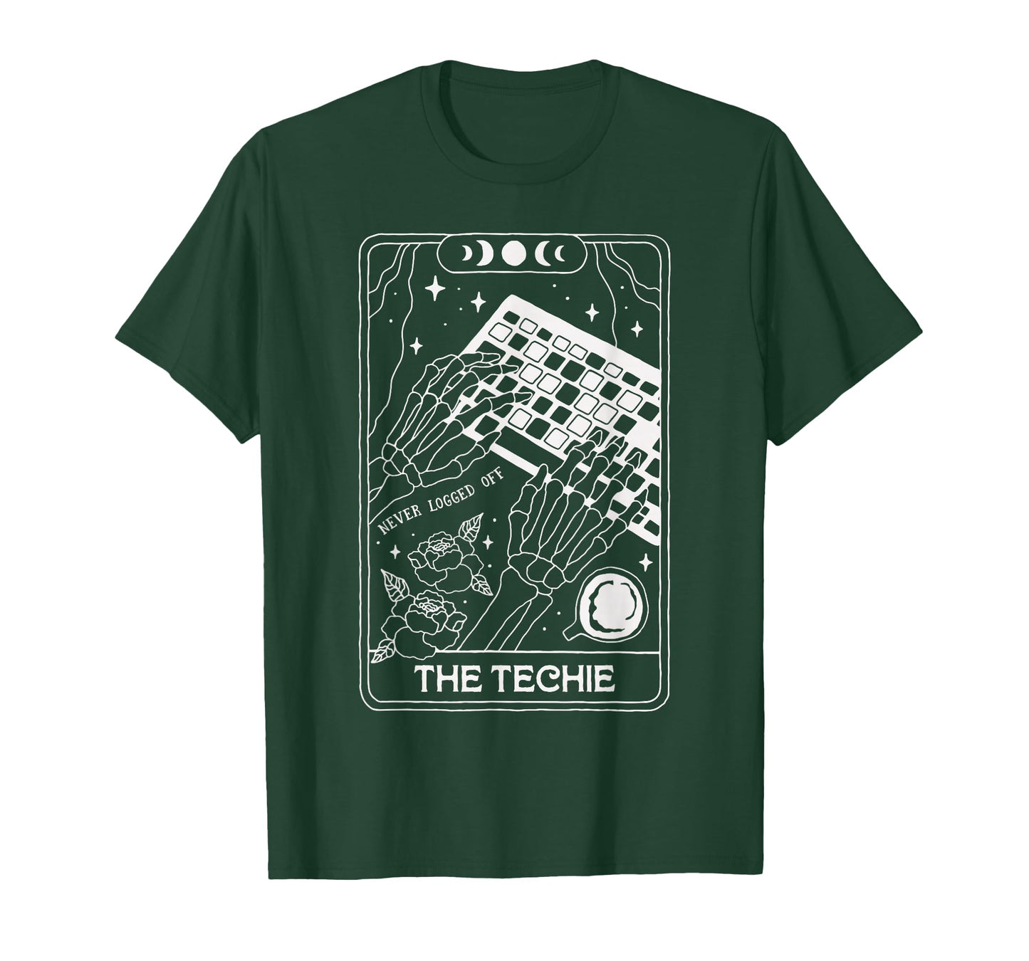 Skeleton Tarot Card Techie Never Logged Off Funny Geek Gamer T-Shirt