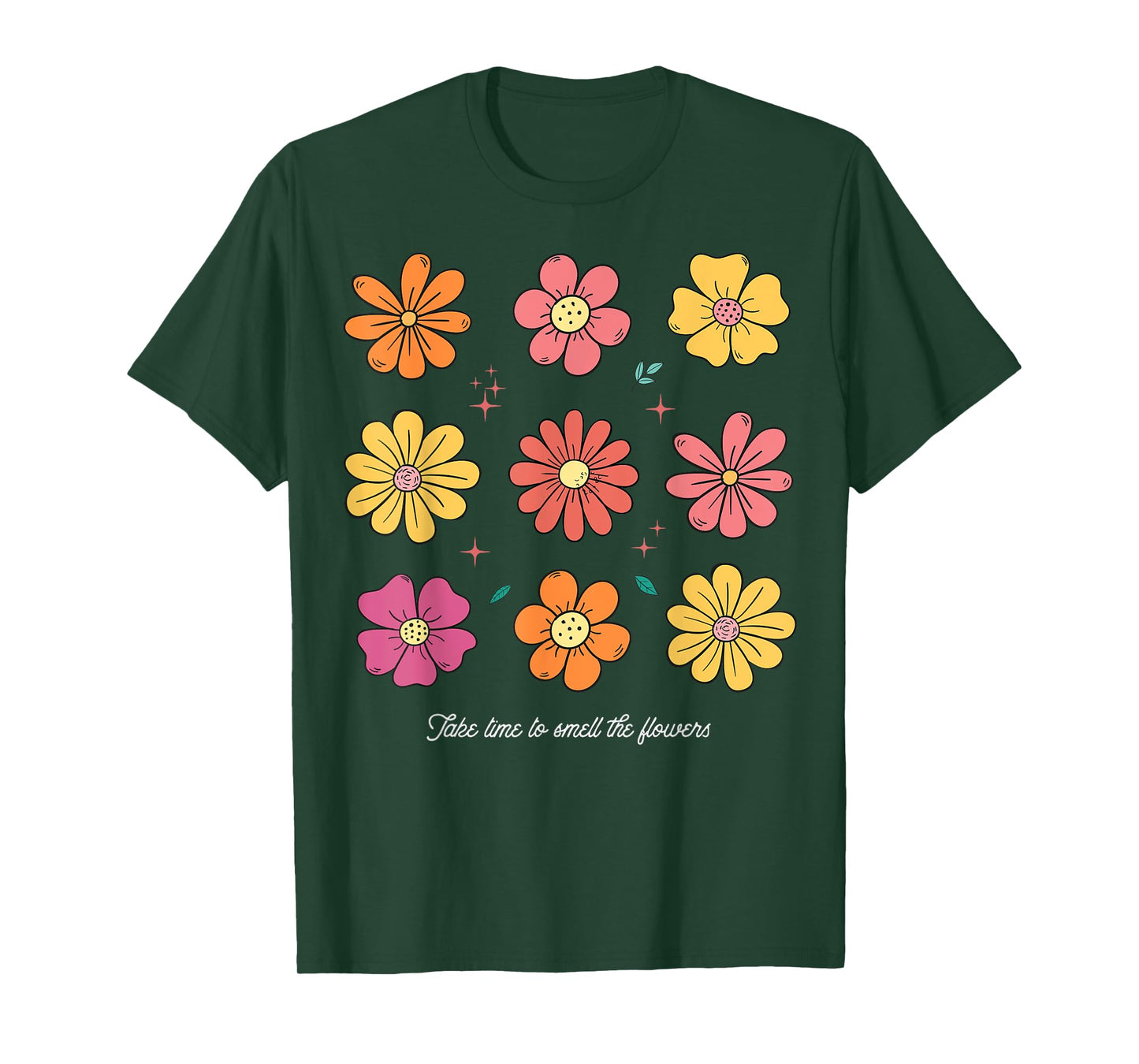Summer FLoral Tee Take time to smell the flowers Boho Flower Men Women Kids T-Shirt
