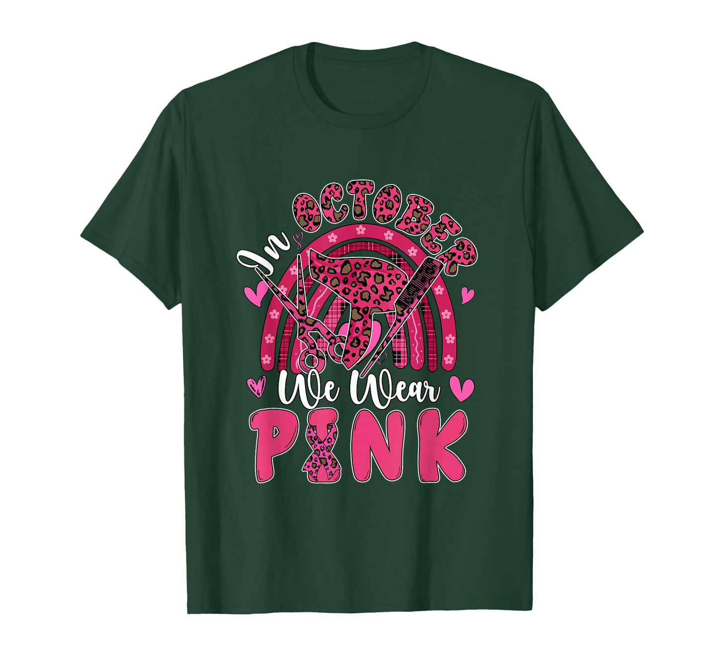 October Wear Pink Breast Cancer Awareness Hair Stylist Job T-Shirt