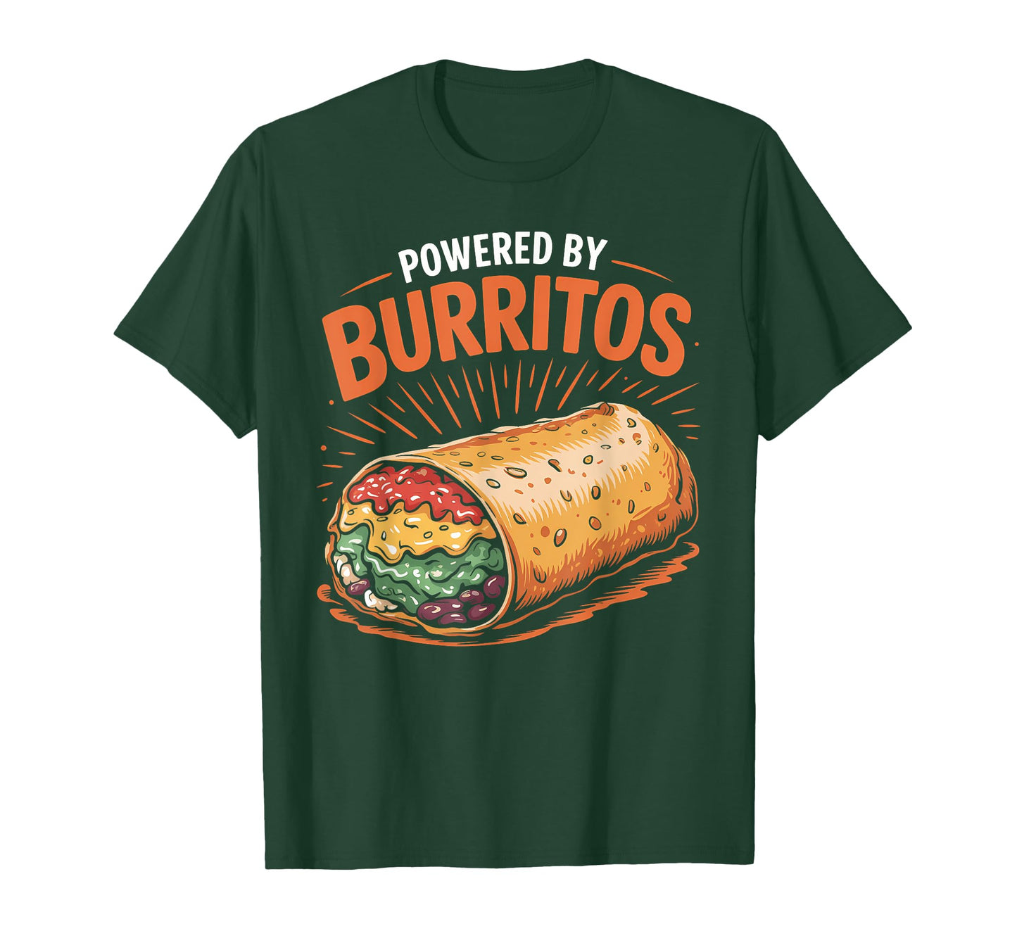 Powered by Burritos Funny Foodie Quote T-Shirt