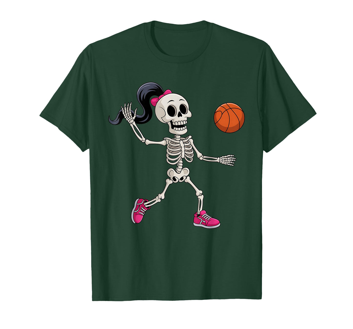 Skeleton BasketballHalloween Costume Funny Women Girls Kids T-Shirt