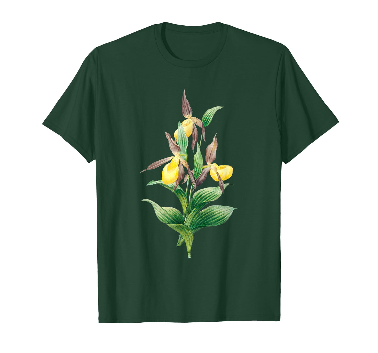 Vintage Yellow Lady's Slipper Orchid Flower Plant Lovers T-Shirt