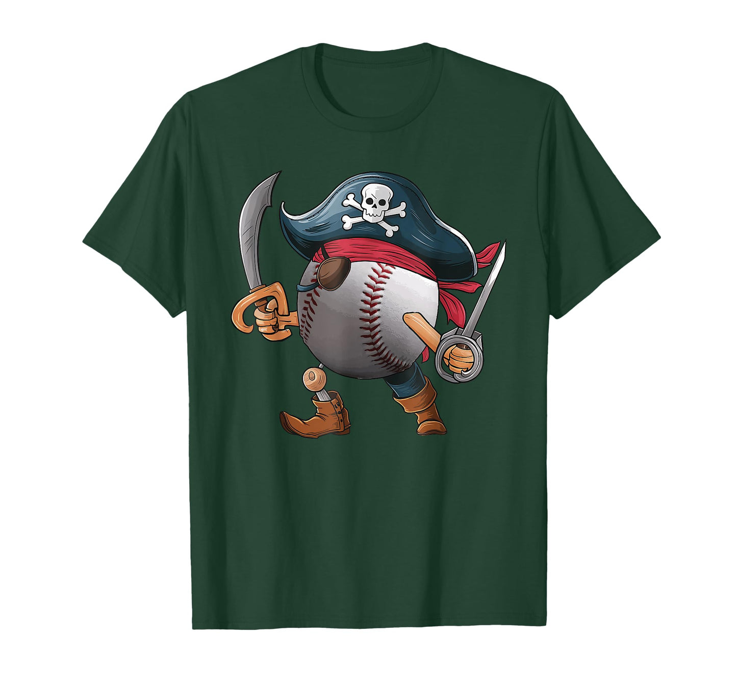 Baseball Pirate Ball Costume Funny Crossbones Skull Skeleton T-Shirt