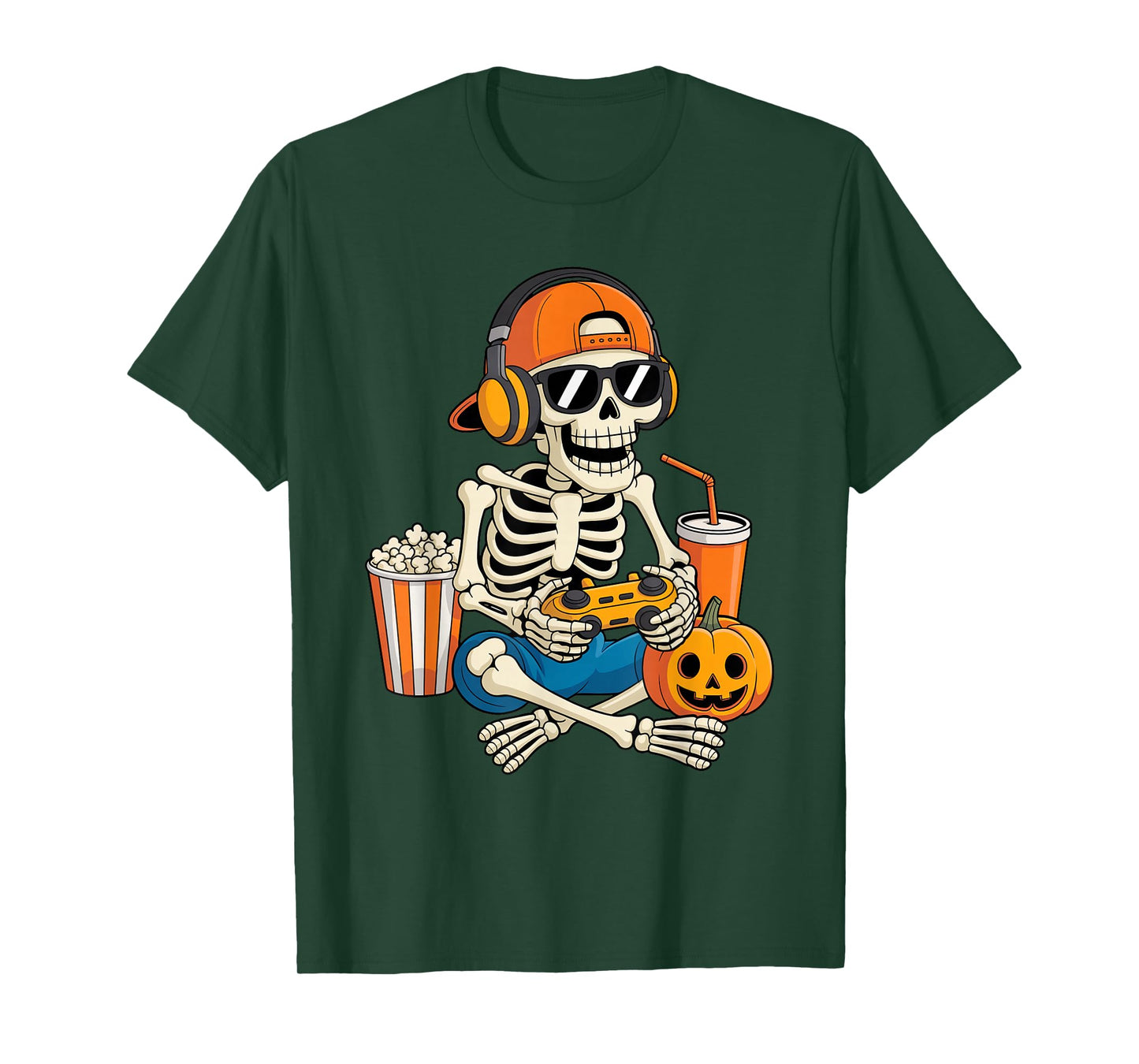 Halloween Shirts Cool Teen Boy Skeleton Gaming Men Halloween T-Shirt