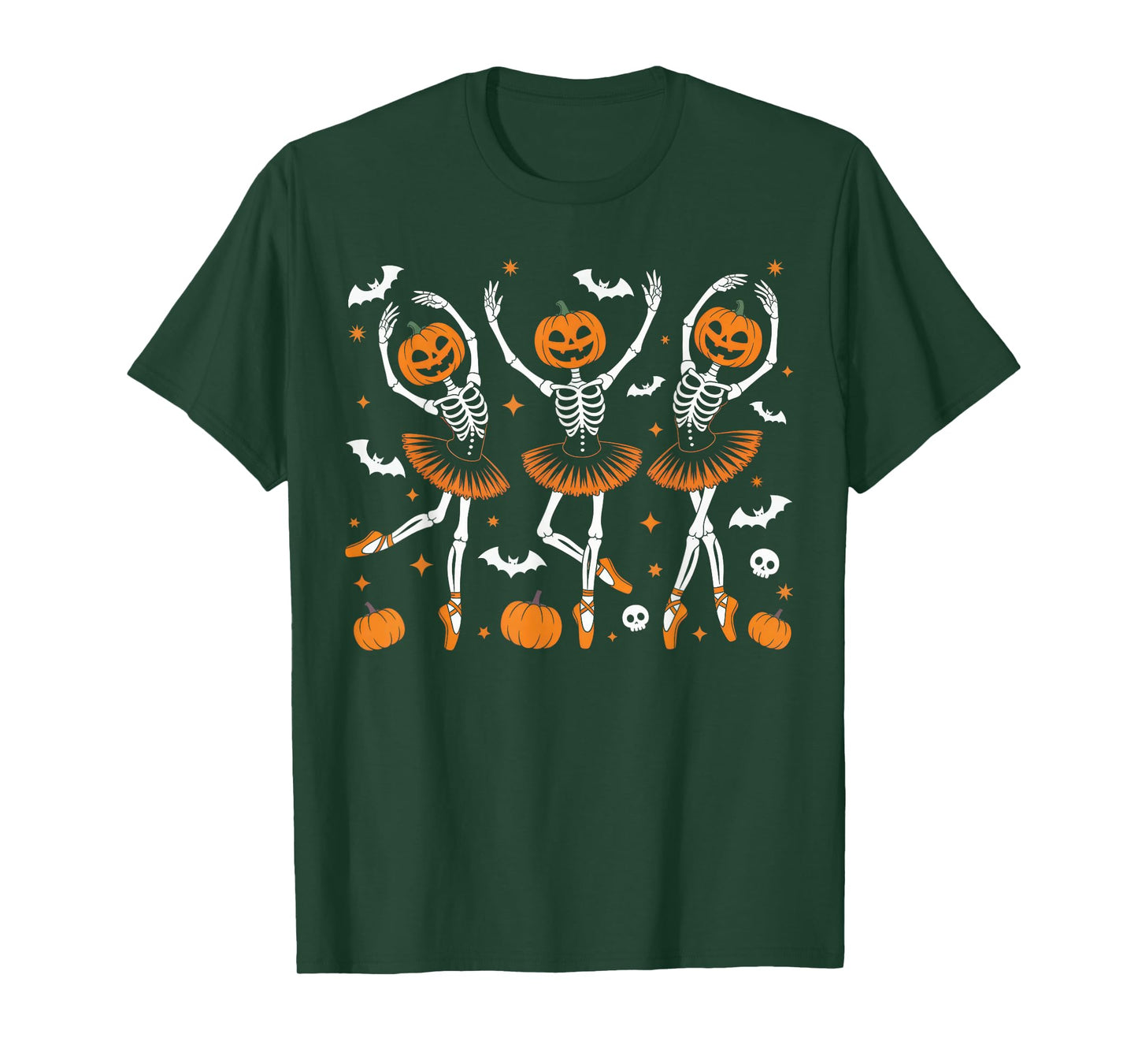 Ballet Pumpkin Skeleton Scary Halloween Men Women Boys Girl T-Shirt