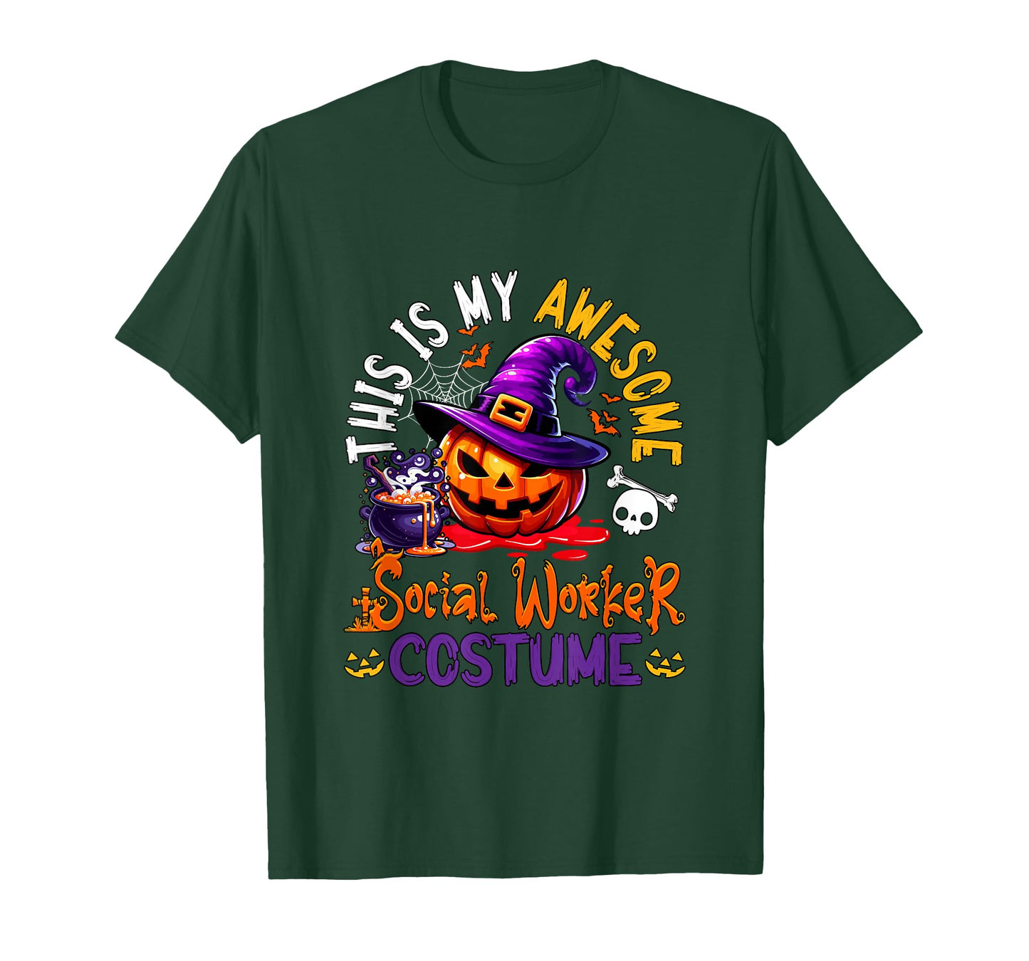 My Awesome Social Worker Costume Witch Carved Pumpkin T-Shirt