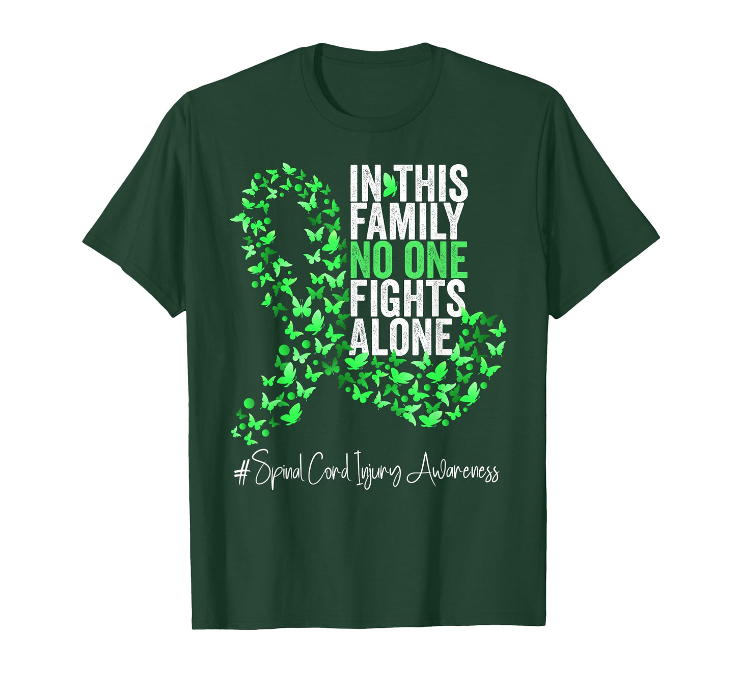 Spinal Cord Injury Awareness Month Green Ribbon Butterflies T-Shirt