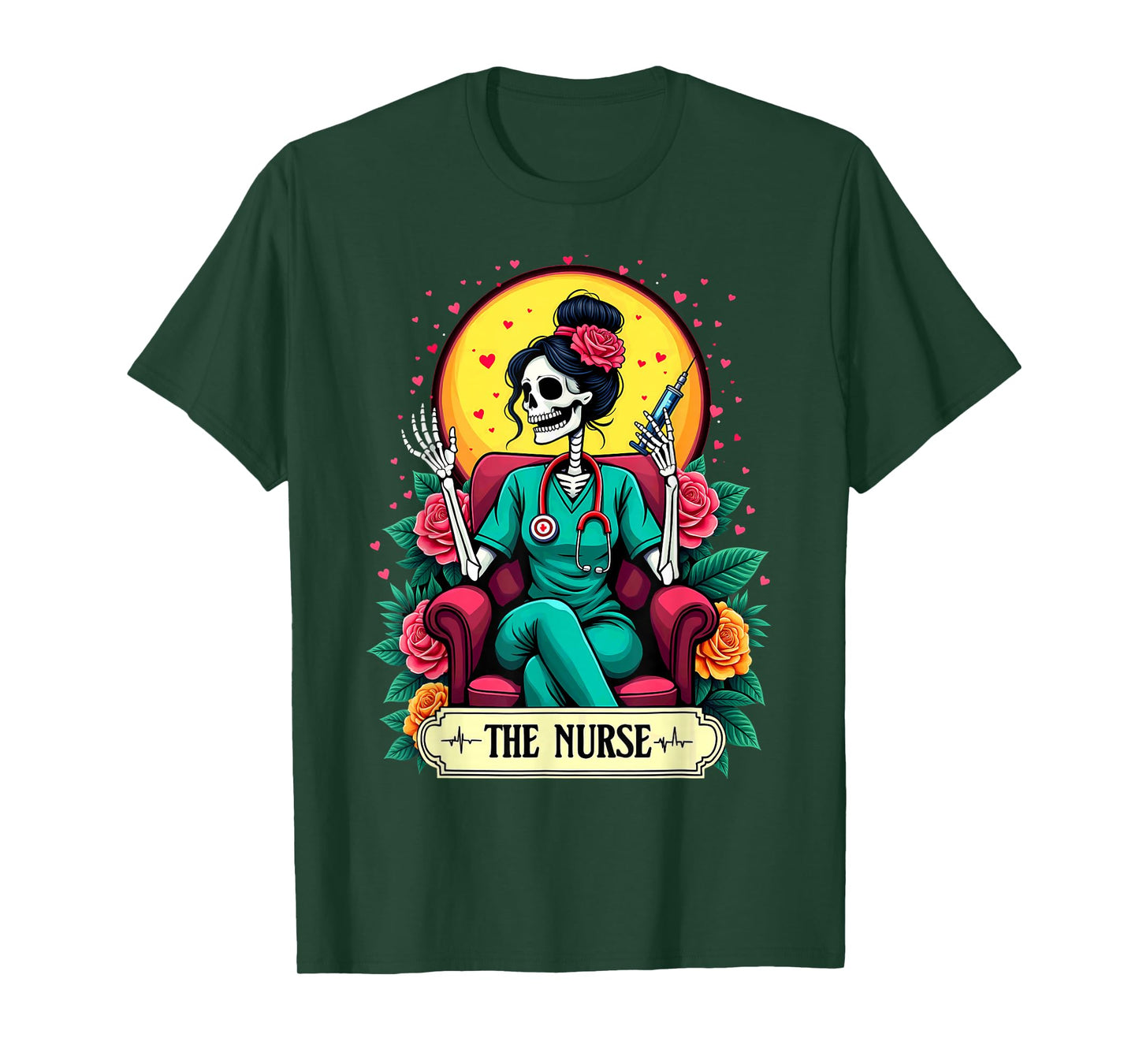 Gothic Tarot Card Nursing Skeleton The Nurse T-Shirt