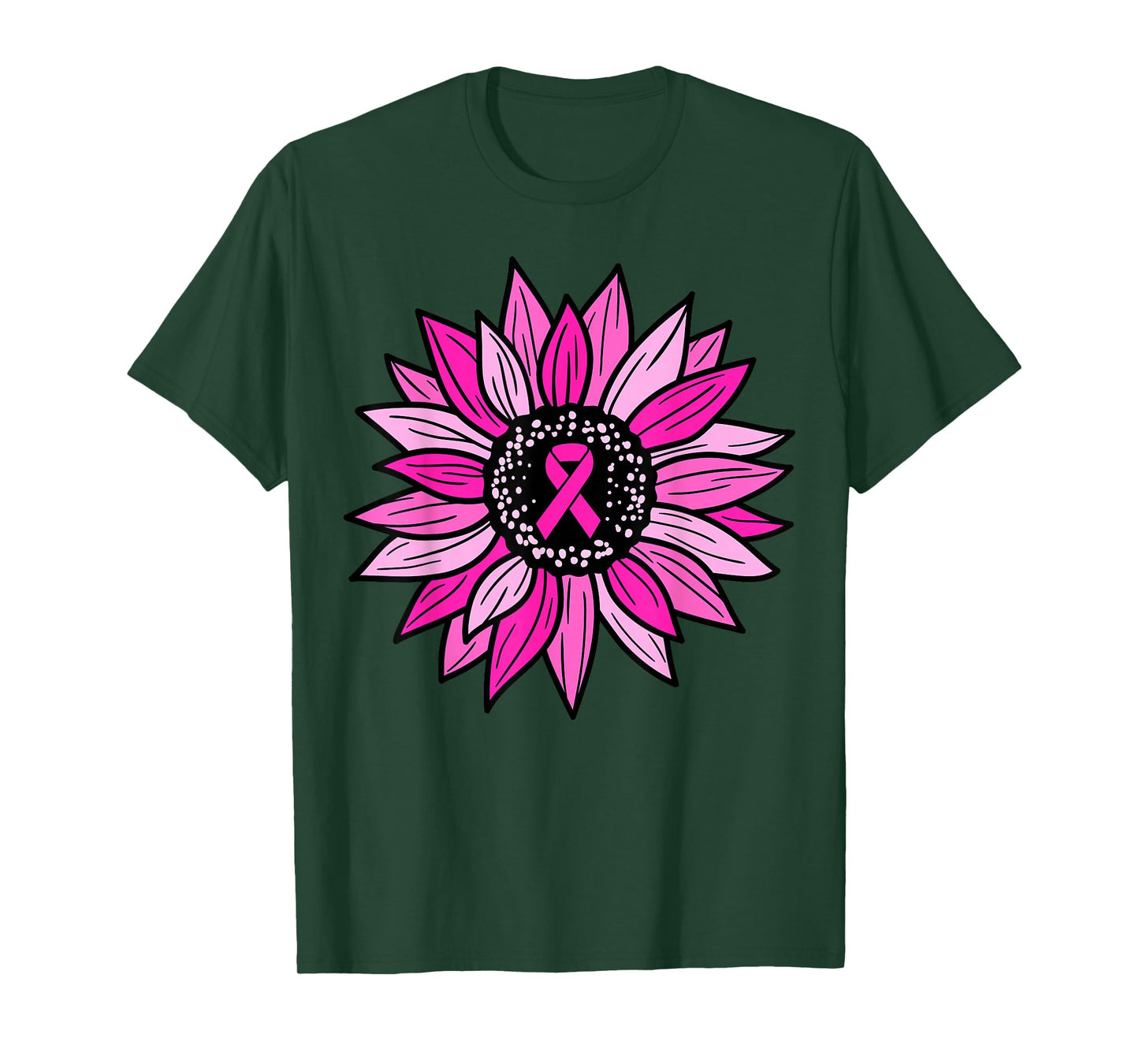 Pink Ribbon Sunflower Breast Cancer Awareness Women Kids T-Shirt