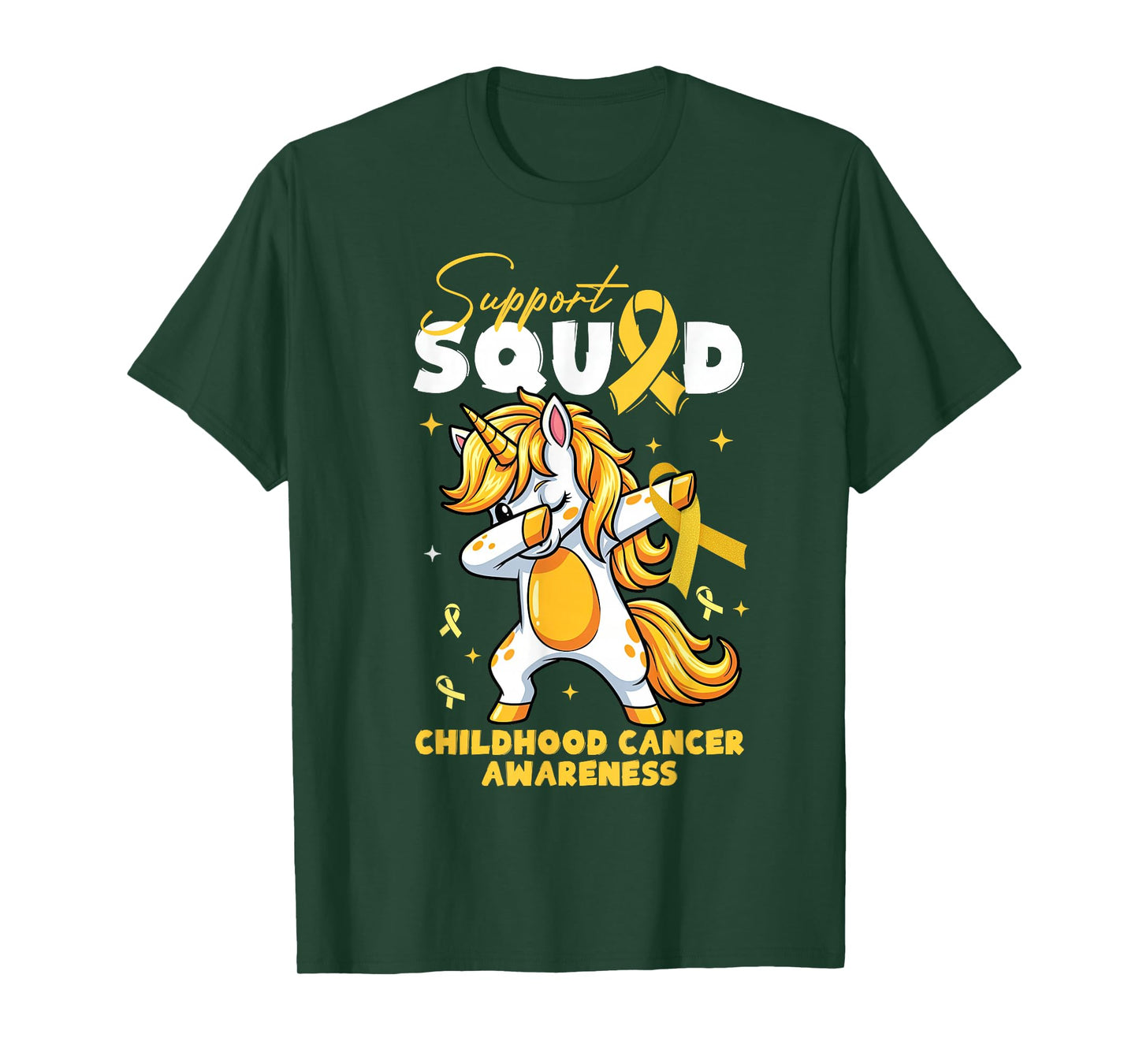 Support-Squad Childhood Cancer Awareness Dabbing Unicorn T-Shirt