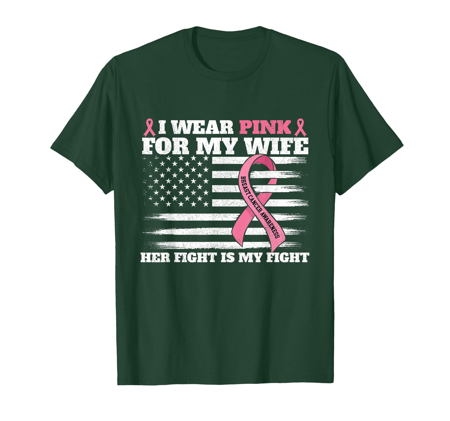 I Wear Pink for My Wife - Breast Cancer Awareness Husband T-Shirt