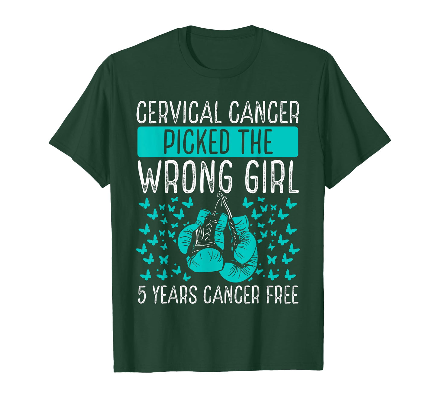 5 Years Cervical Cancer Survivor Wrong Girl Awareness Ribbon T-Shirt