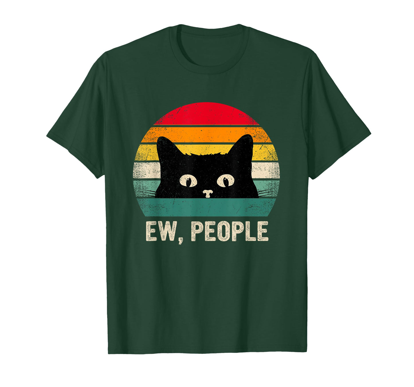Ew People Retro Cat Social Introvert Funny Cat T-Shirt for Men Women Kids