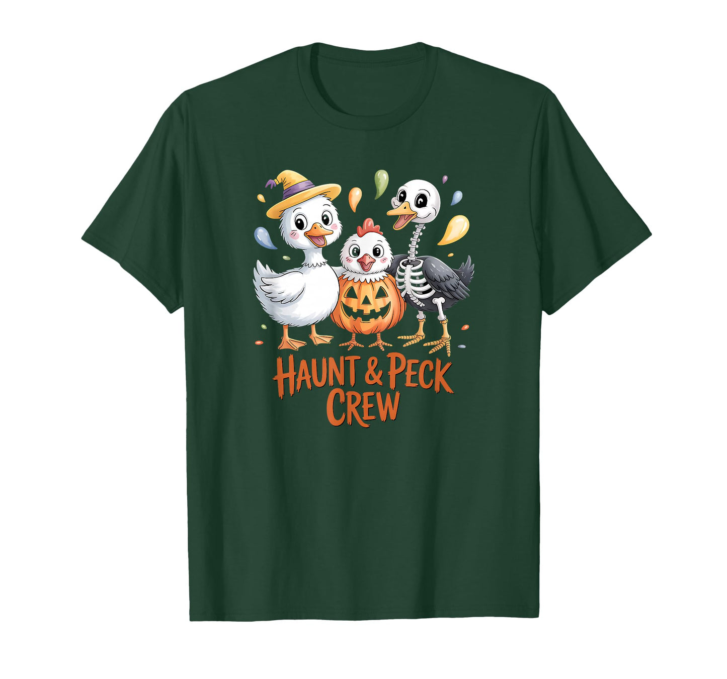 Haunt and Peck Crew Duck a Goose and Chicken Halloween T-Shirt