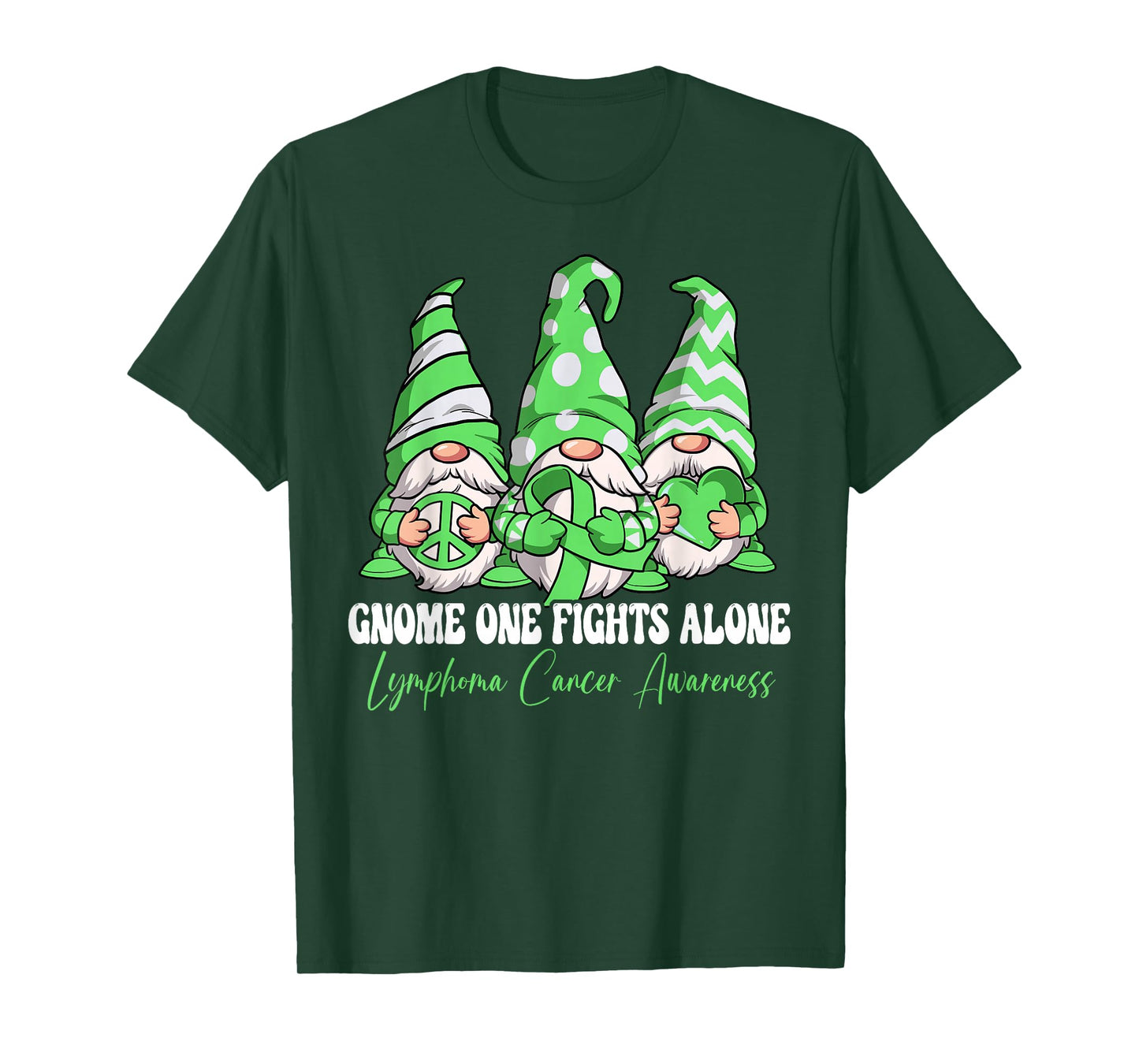 Gnome One Fights Alone Lymphoma Cancer Awareness T-Shirt