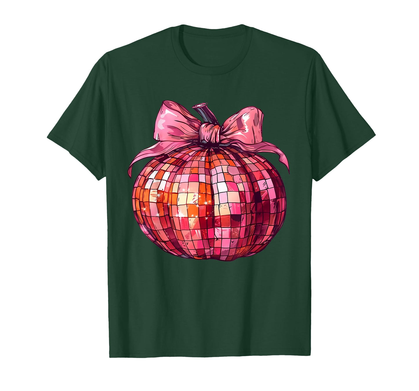 Retro Disco Ball Coquette Pink Pumpkin T-Shirt