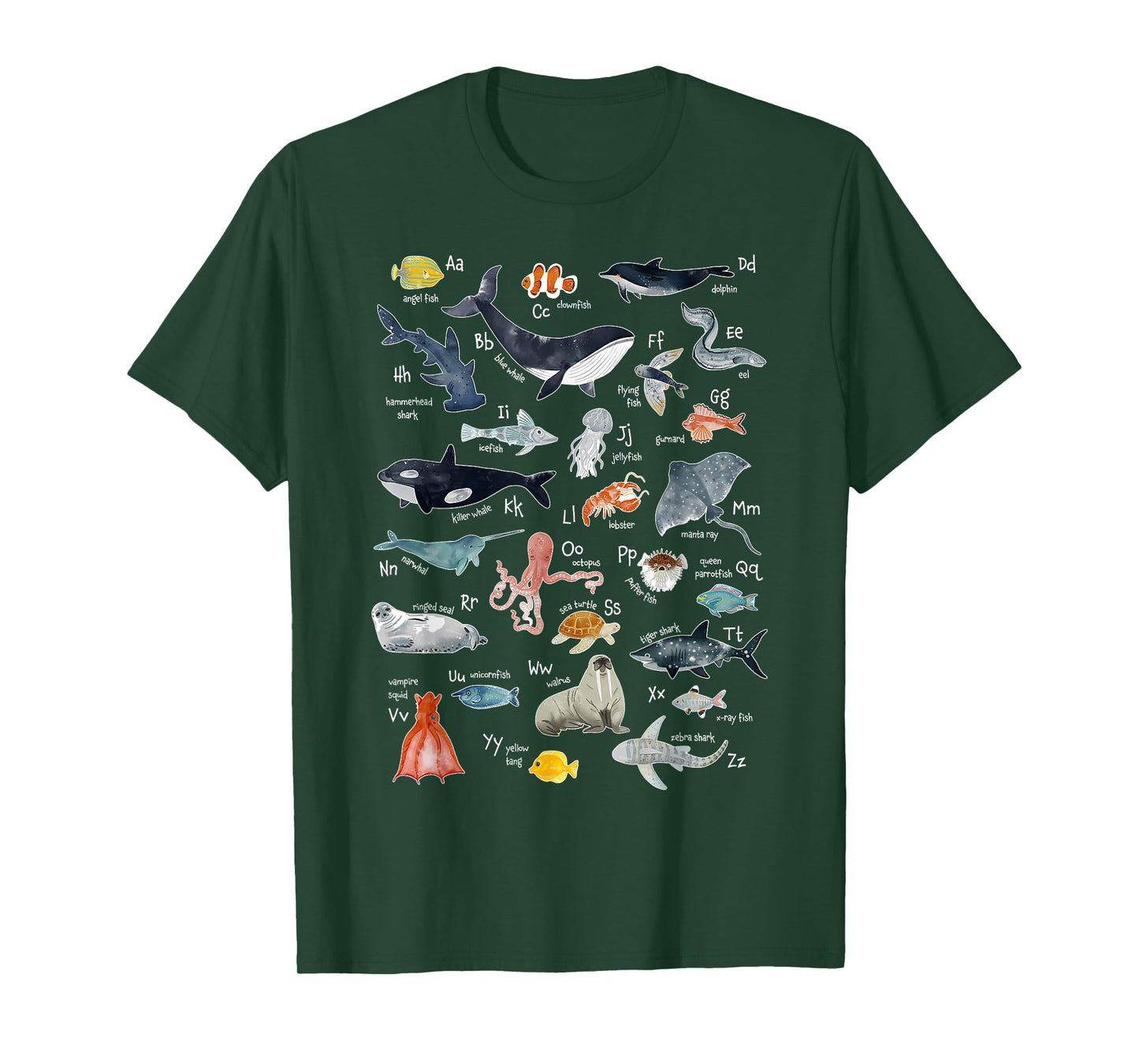 Sea Animals Alphabet Ocean Life Exploration Sea Creatures T-Shirt