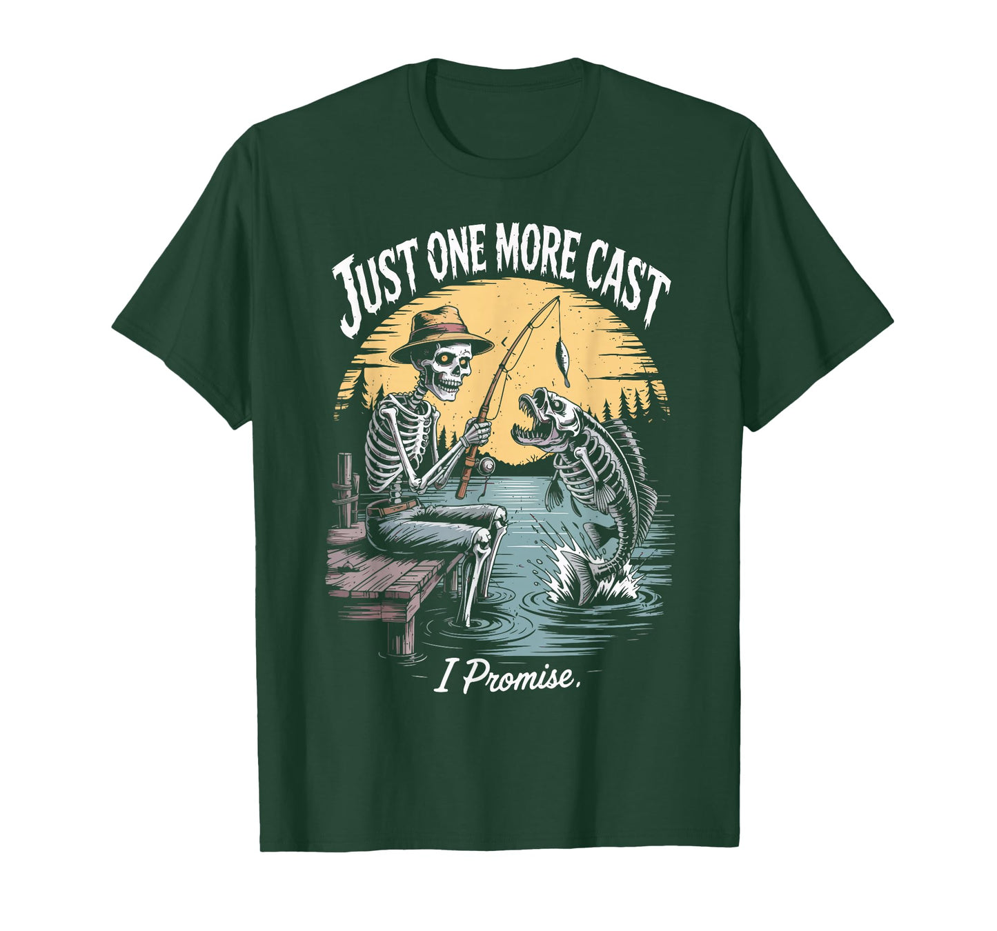 Just One More Cast Skeleton Fishing Halloween Best Fisherman T-Shirt