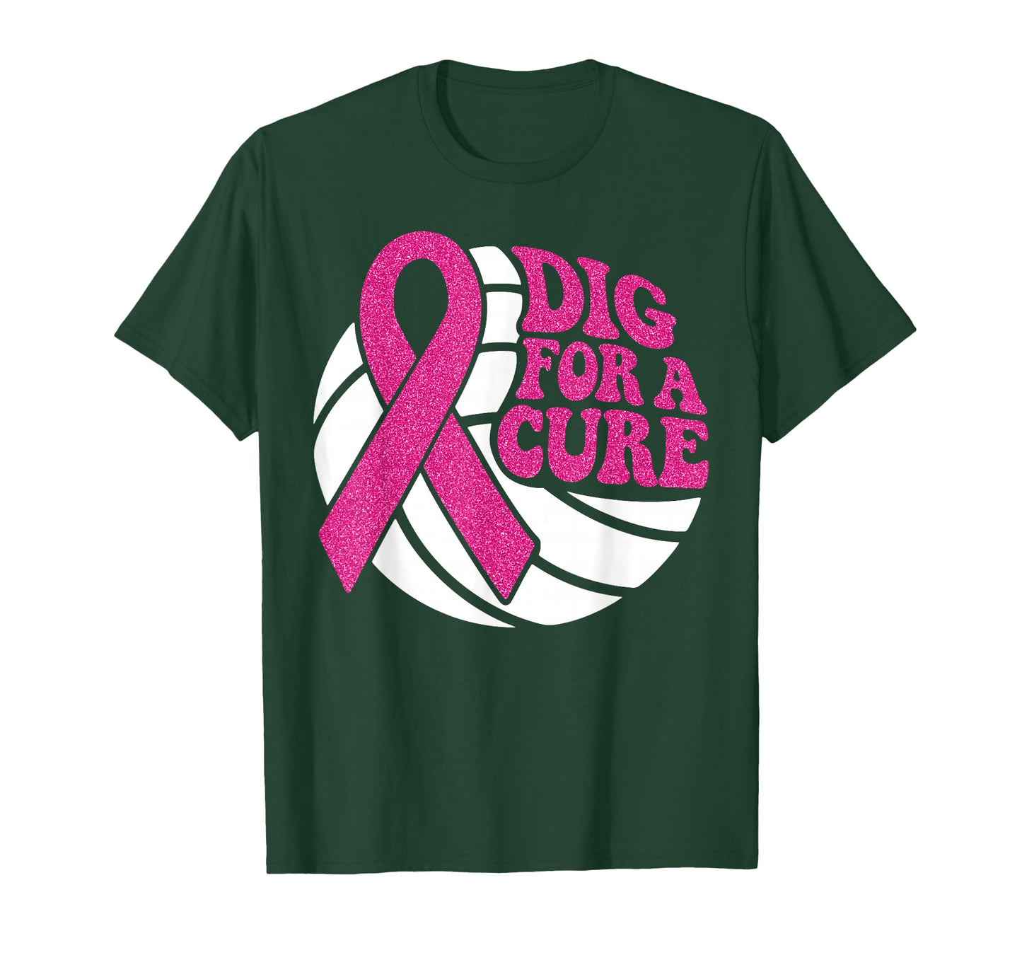 Dig for Cure Pink Ribbon Volleyball Breast Cancer Awareness T-Shirt
