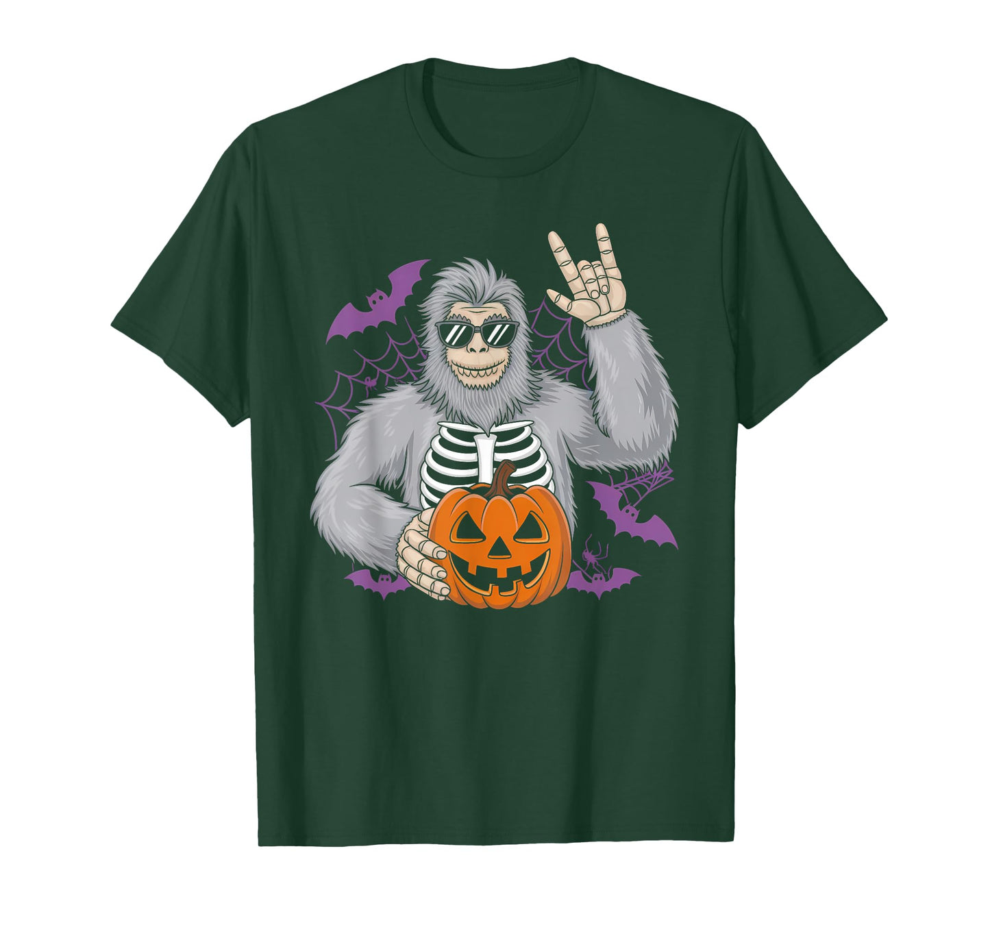 Spooky Bigfoot Jack O Lantern Skeleton Halloween Fun Boys T-Shirt