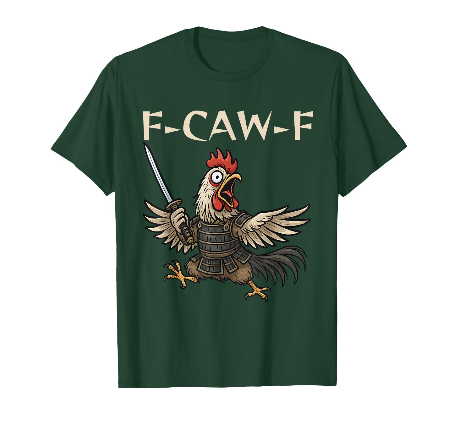 Funny F-Caw-F Japanese Samurai Rooster Graphic for Man Woman T-Shirt