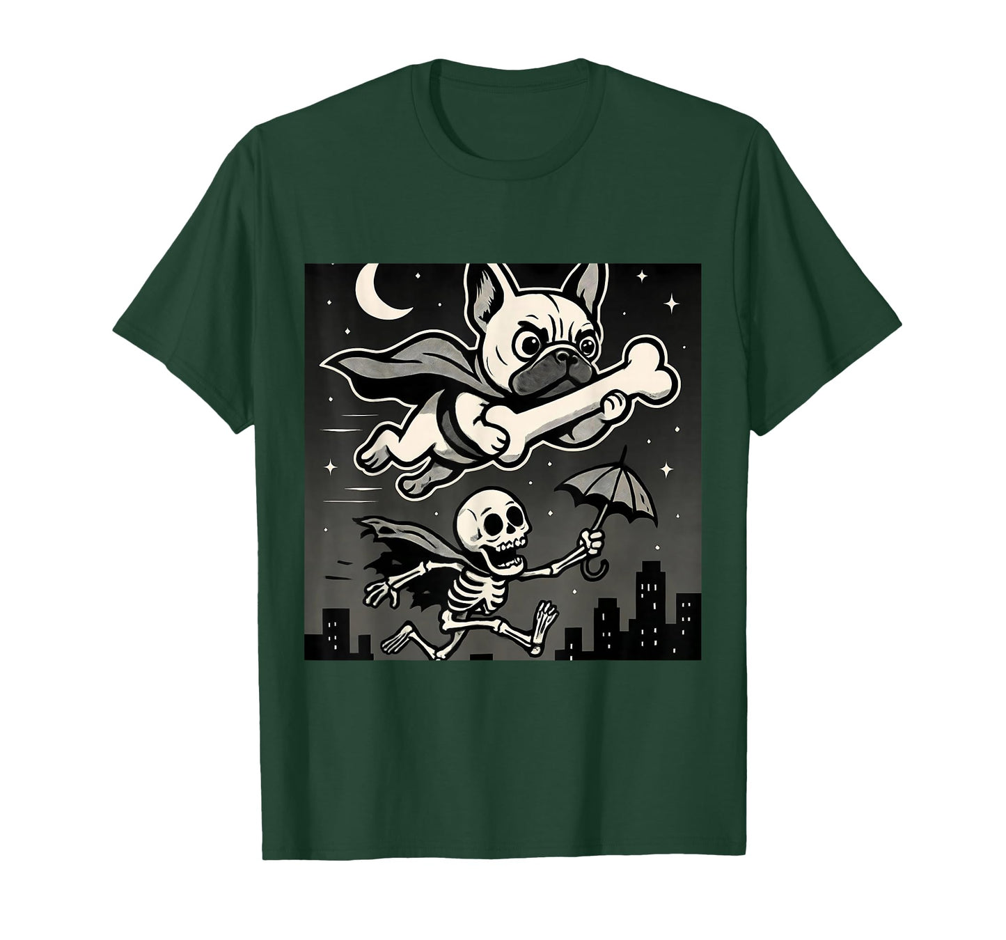 Funny Halloween French Bulldog Skeleton Spooky Season T-Shirt