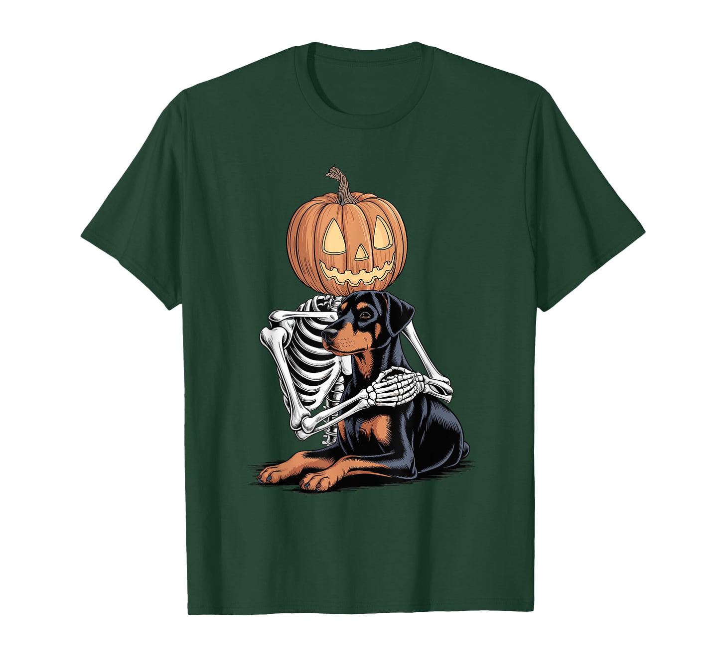 Halloween Skeleton Doberman Pinscher Dobbie T-Shirt