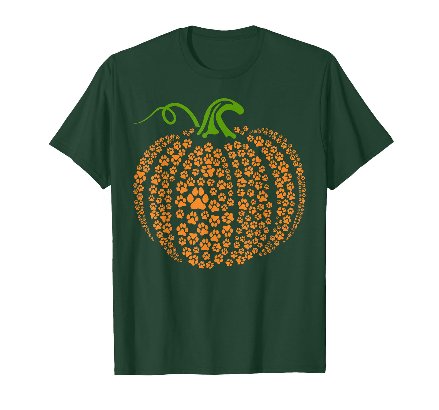 Dog Paw Print Pumpkin Autumn Fall Animal Lover Halloween T-Shirt for Men Women Kids
