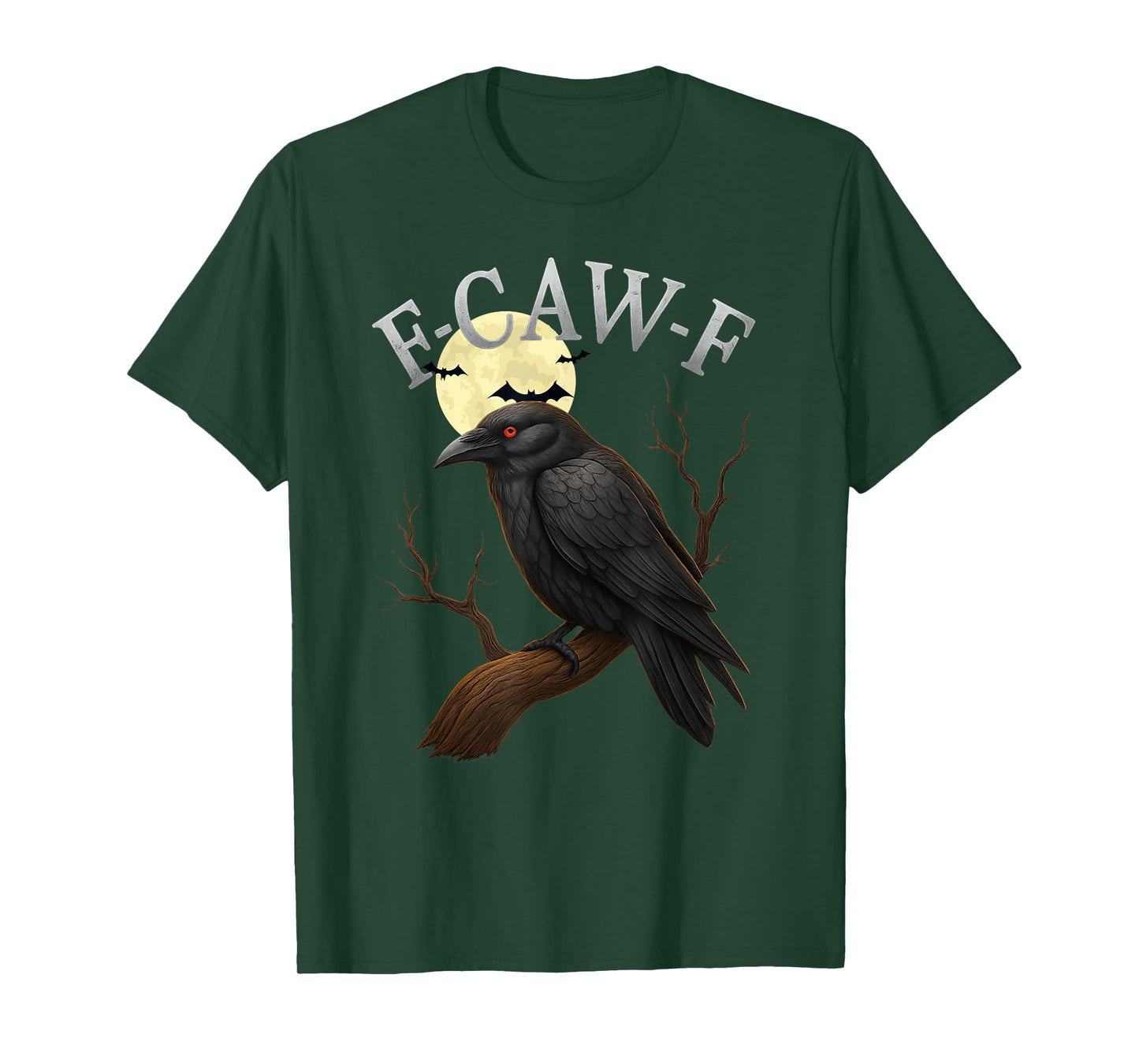 Black Crow F-Caw-F Funny Black Bird Moon Gothic Adult Humor T-Shirt