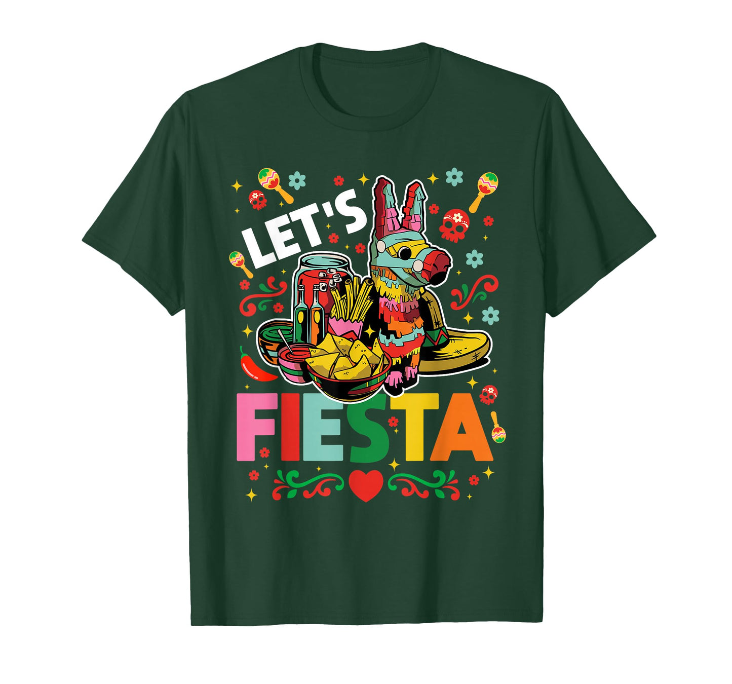 Let's Fiesta Cinco De Mayo Camisa Mexicana Hombre T-Shirt