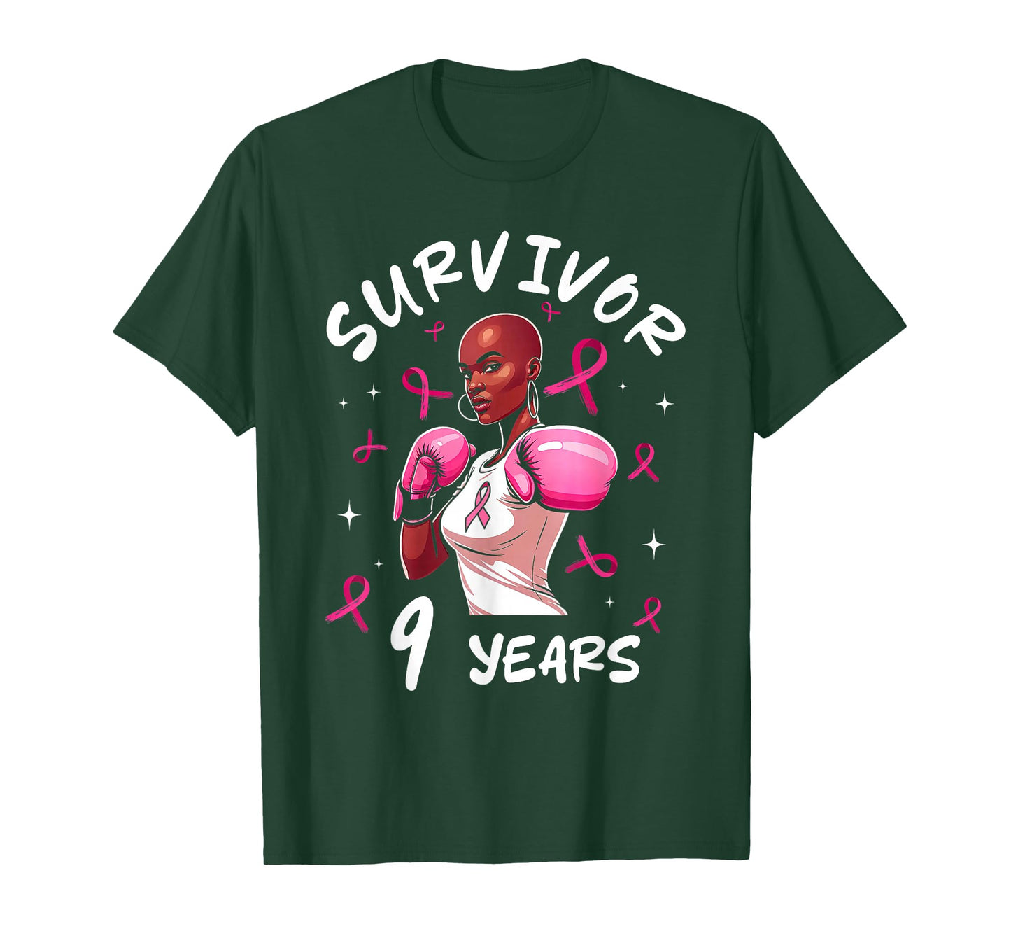 Pink Ribbon 9 Years Breast Cancer Awareness American T-Shirt