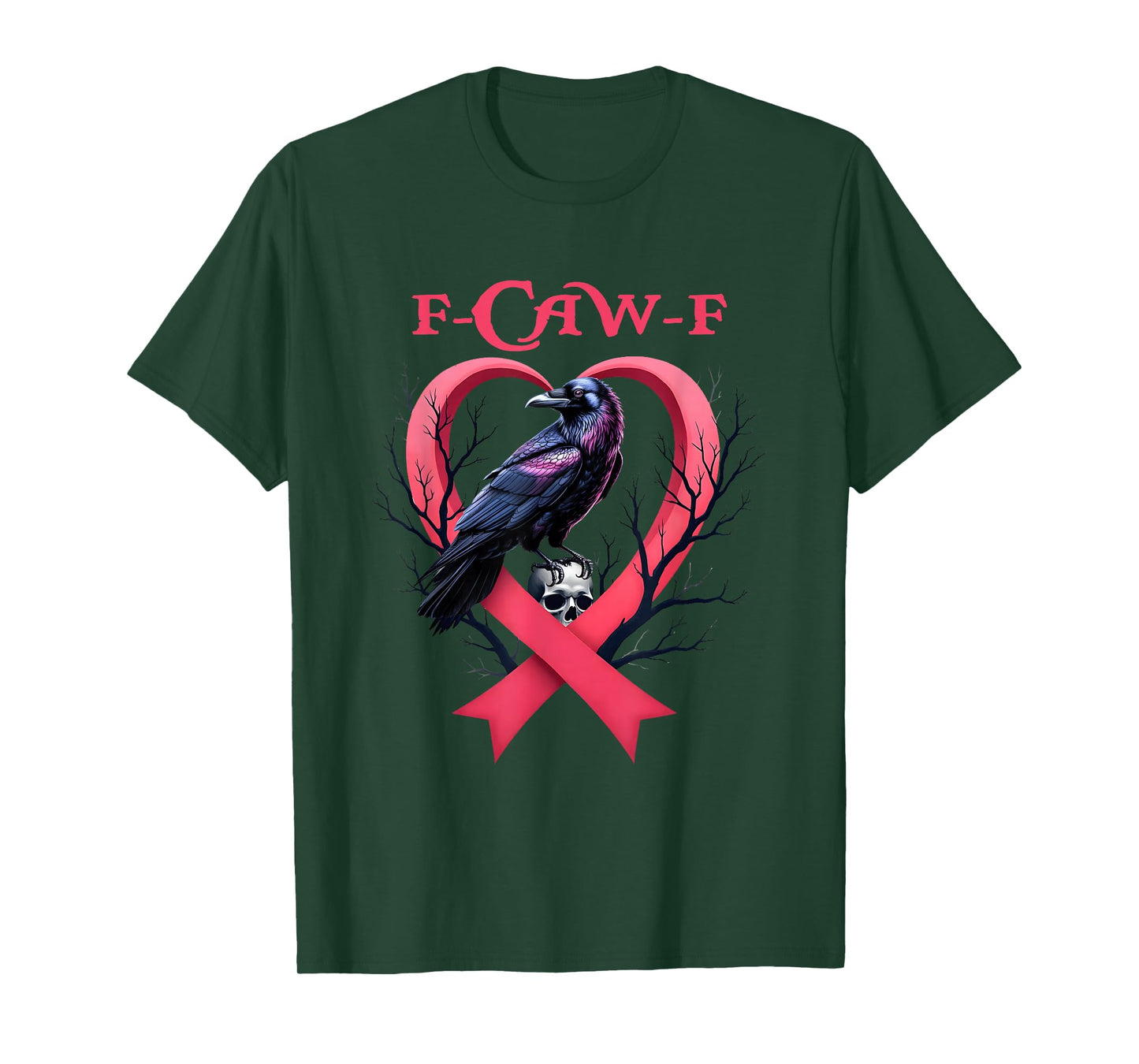 F-Caw-F Saying Black Bird Crow Breast Cancer Pink Heart T-Shirt