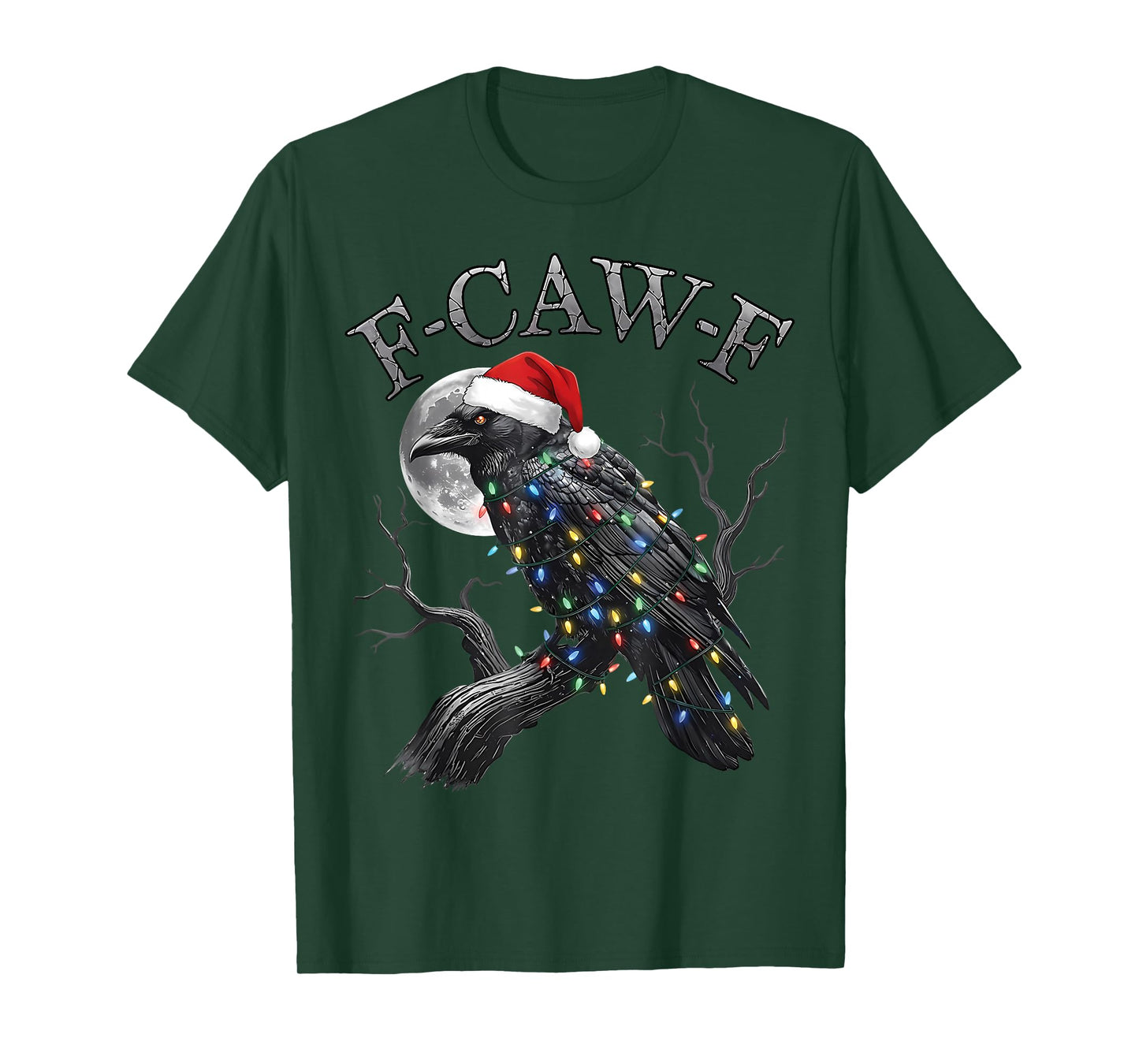 Merry F-Caw-F Funny Christmas Crow Sarcastic Holiday Humor T-Shirt