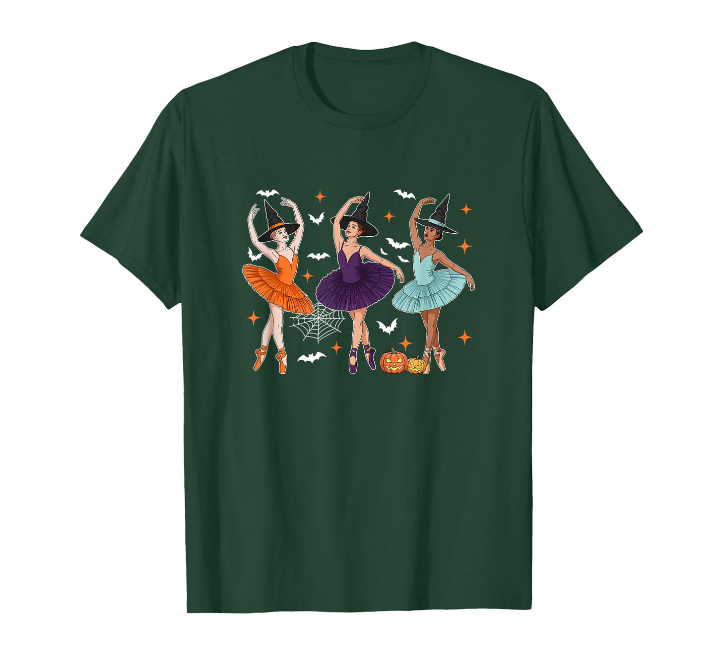 Three Cute Witches Halloween Dancing Women Afro Woman T-Shirt