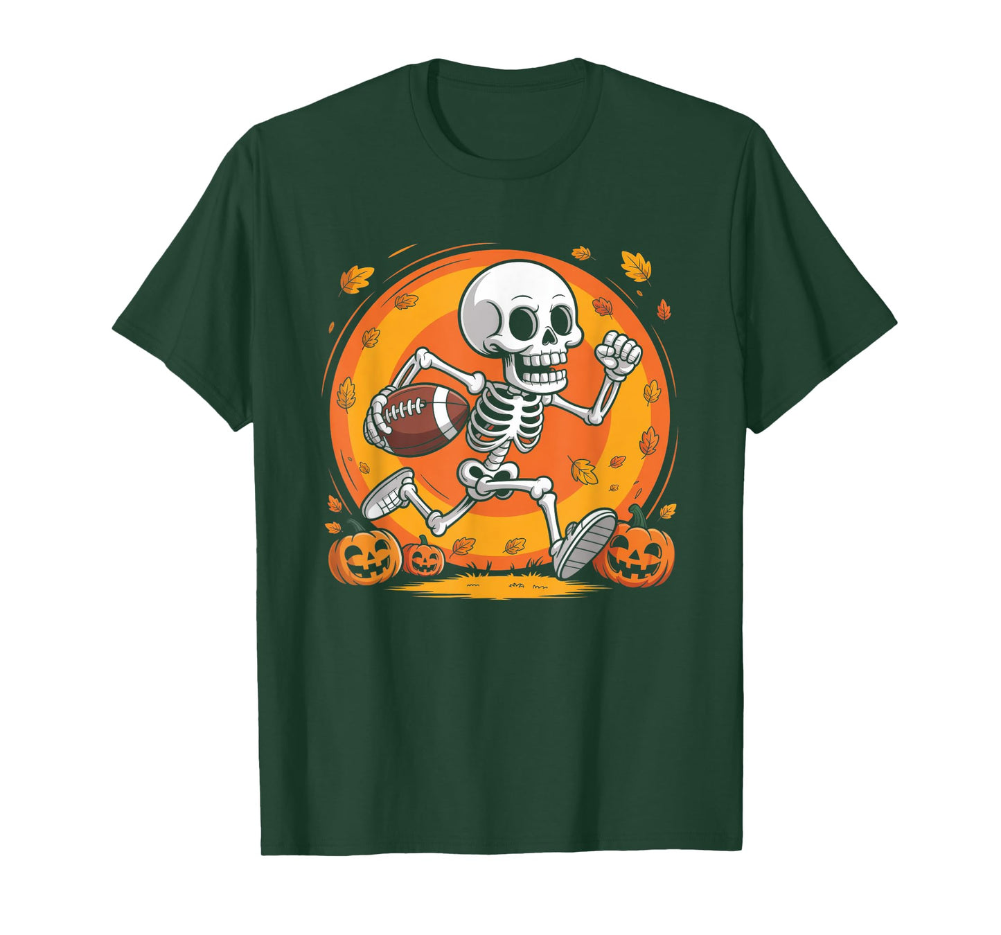 American Football Skeleton Halloween Pumpkin Football Player T-Shirt