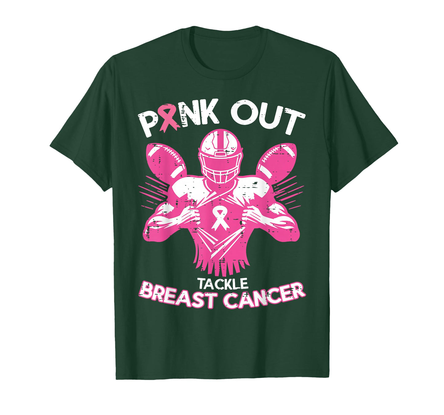 Breast Cancer Football Player Pink Out Aware Men Boys Kids T-Shirt