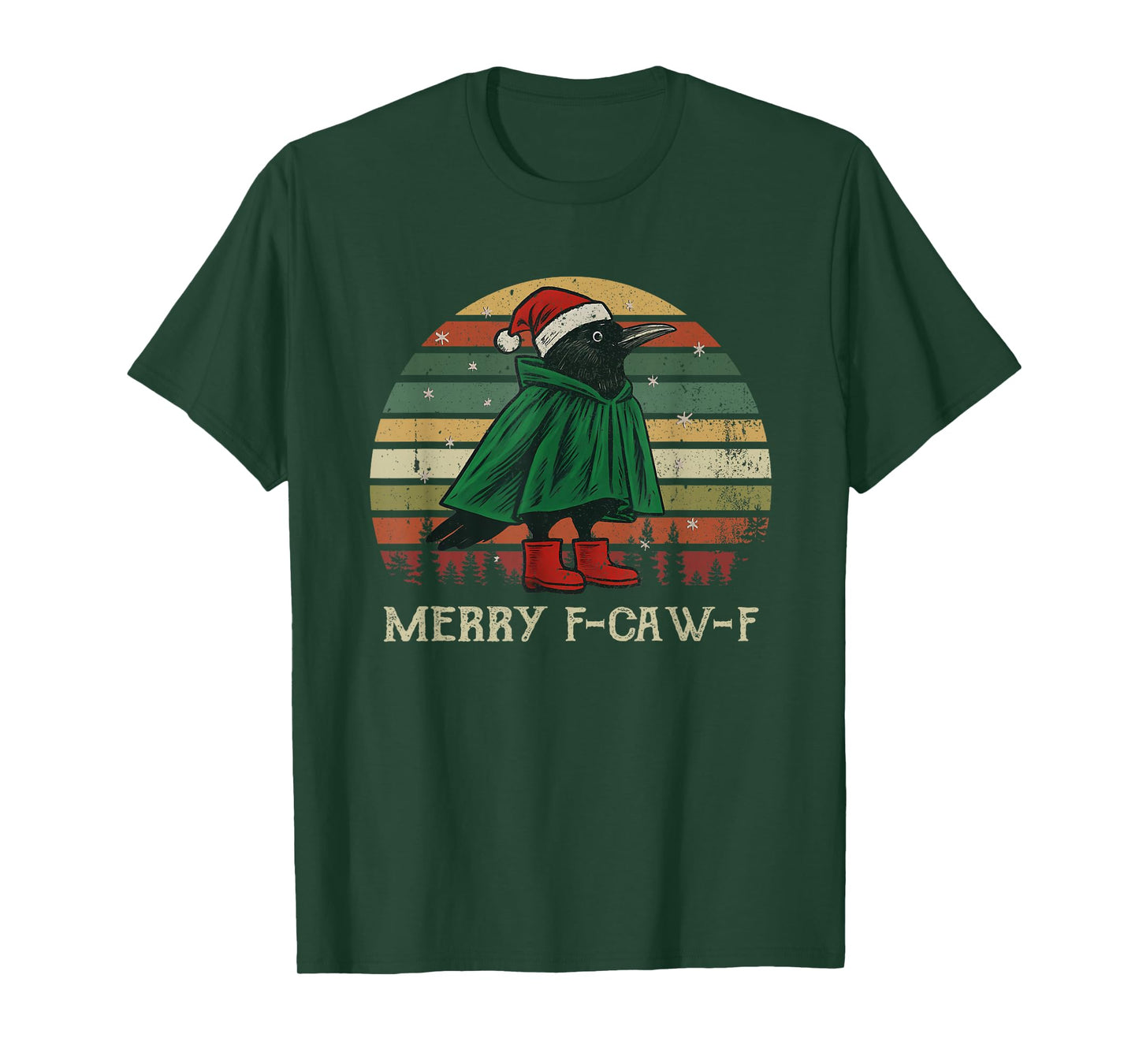 Women Black Crow F-Caw-F Funny Christmas Merry F-Caw-F T-Shirt
